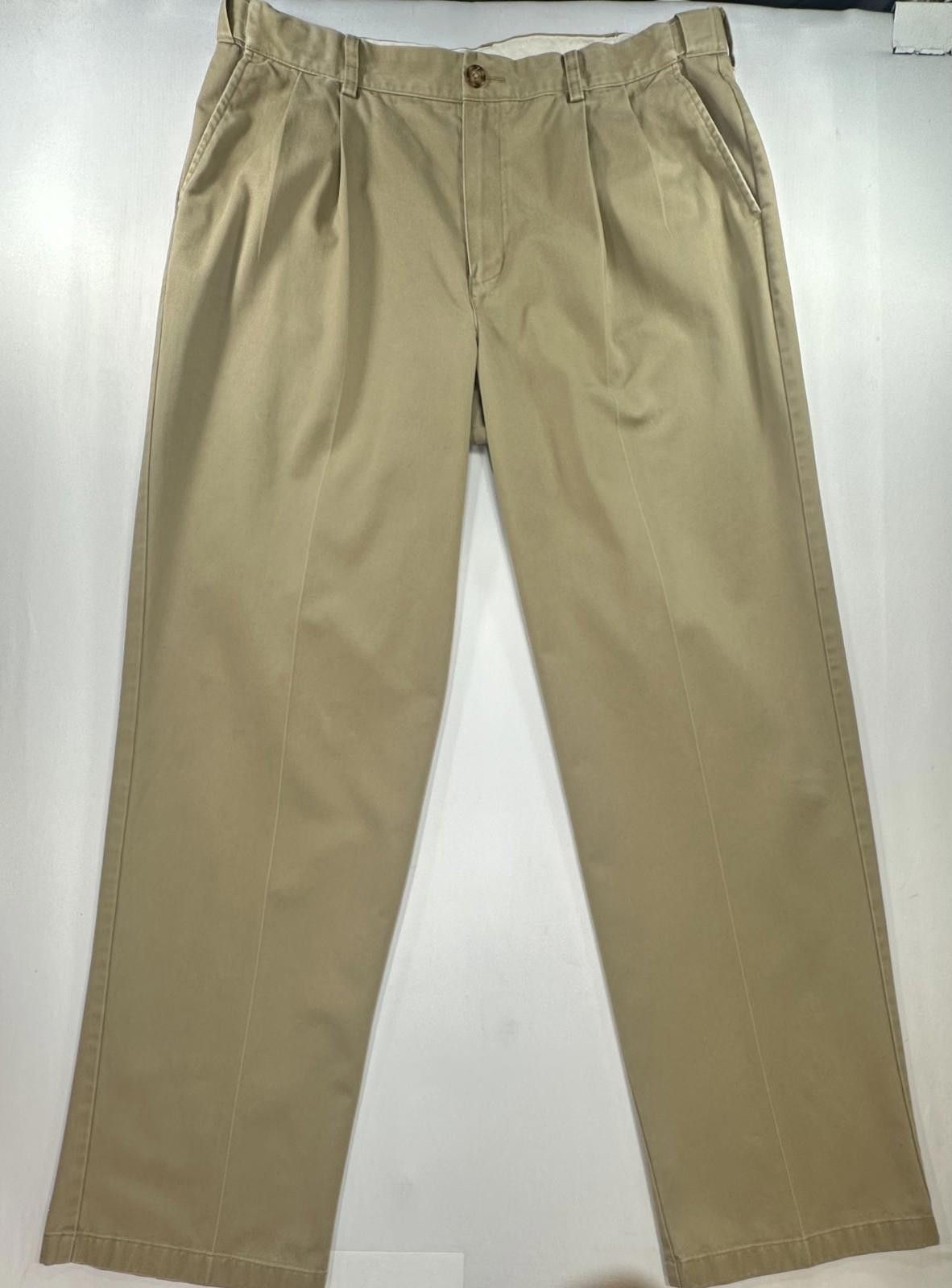 L.L. Bean LL Bean 100% Cotton Pleated Straight Chinos Brown Mens 38/34 Size US 38 / EU 54 - 1 Thumbnail