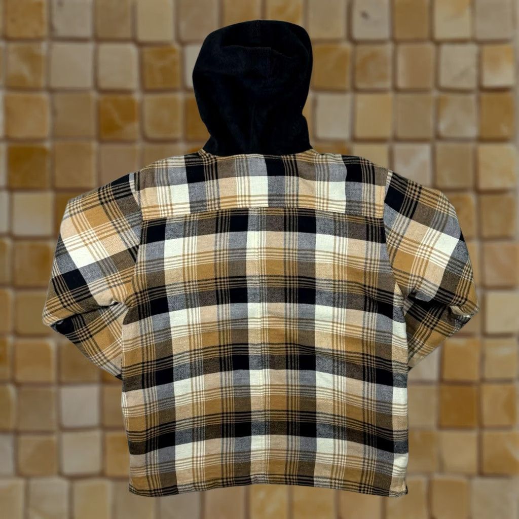 Vintage VINTAGE Puritan Plaid Check Flannel Hooded Padded Zip Shirt Jacket Large XL Brown Check Mens Size US L / EU 52-54 / 3 - 1 Thumbnail