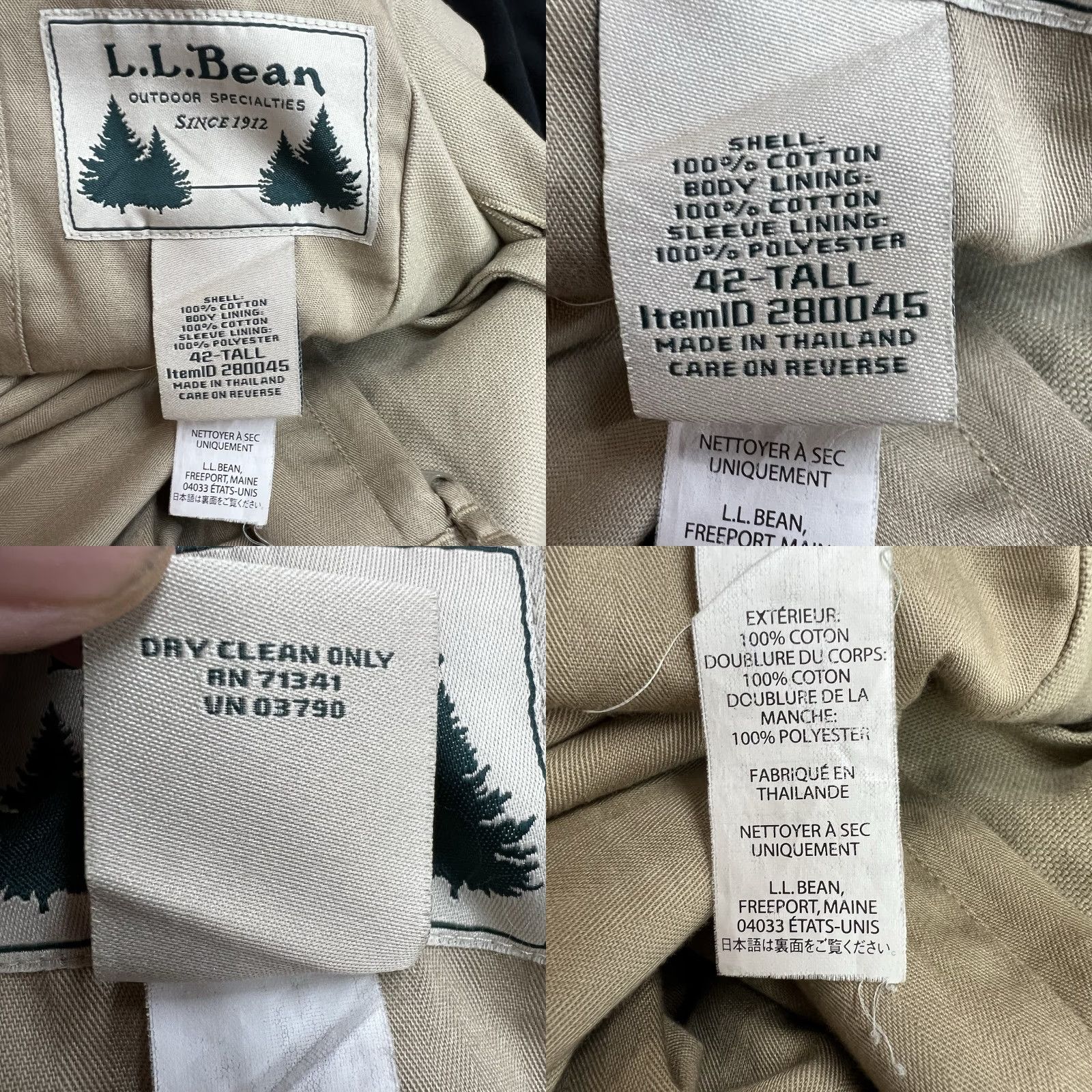 Vintage L.L. Bean Single-Breasted Sport Coat Blazer Mens Size 42T Beige Cotton Casual Business Size 42R - 8 Thumbnail