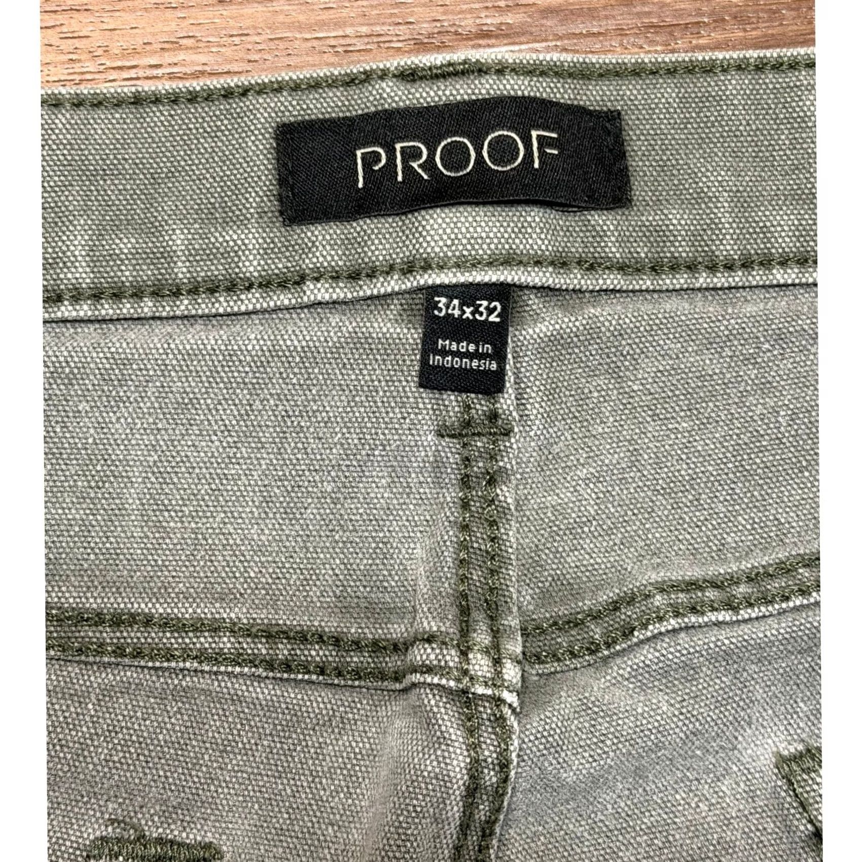 Vintage Proof Rover Pant Mens Olive Green Slim Straight Jeans 34x32 Size US 34 / EU 50 - 5 Thumbnail