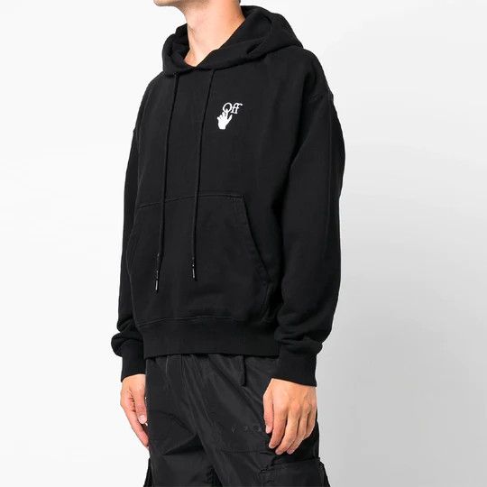 Off-White Black Cut Here Hand Logo Oversized Skate Hoodie Size US M / EU 48-50 / 2 - 2 Thumbnail