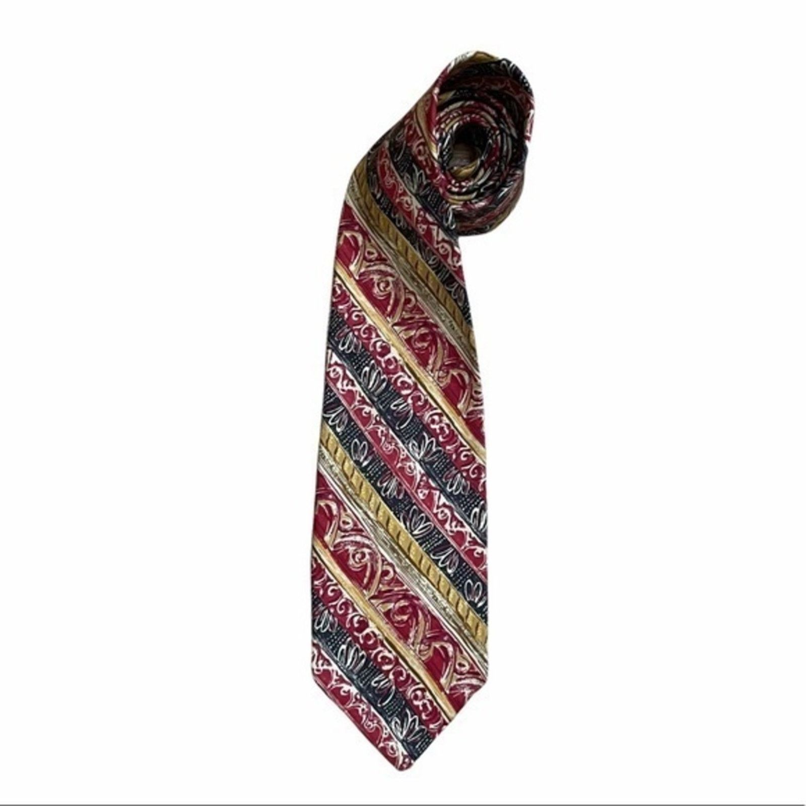 Vintage Vintage Echo Illustrated Stripe Silk Tie Size ONE SIZE - 10 Thumbnail