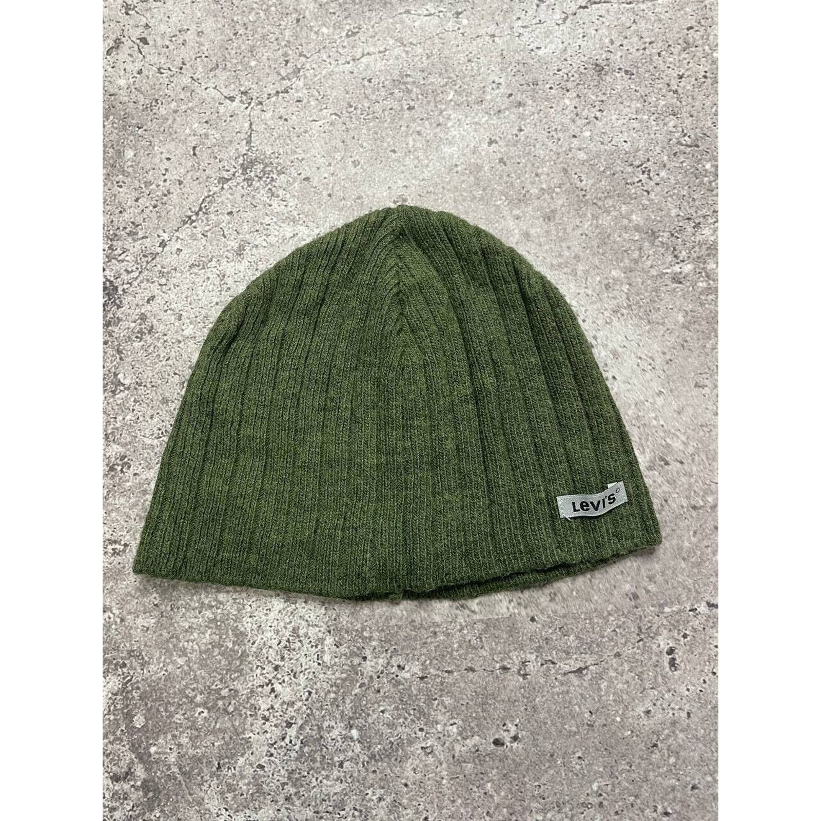 Levi's × Vintage Vintage Levi’s Olive Green Ribbed Knit Beanie Hat USA Size ONE SIZE - 1 Thumbnail