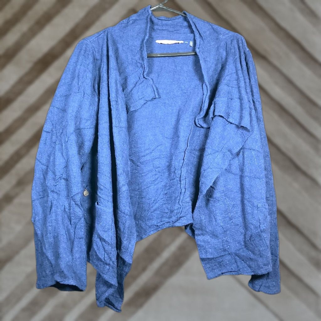 Soft Surroundings Soft Surroundings Sweater Cardigan Open Front Waterfall Blue M Women's Knit Open-Knit Casual Workwear Winter Fall Ethnic Style Regular Size M / US 6-8 / IT 42-44 - 1 Thumbnail
