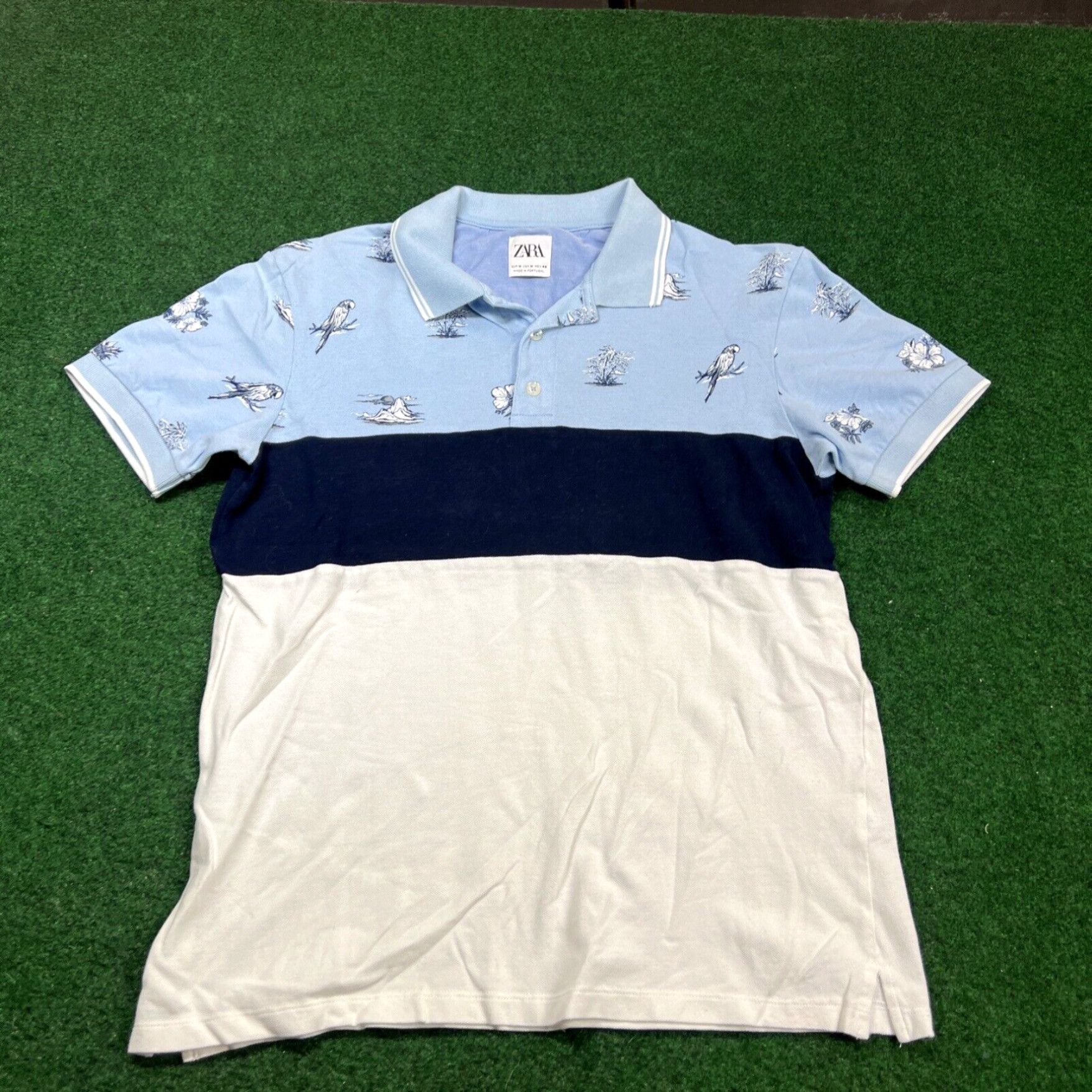 Zara Zara Polo Top Men’s Size Medium Short Sleeve Blue striped Size US M / EU 48-50 / 2 - 1 Thumbnail