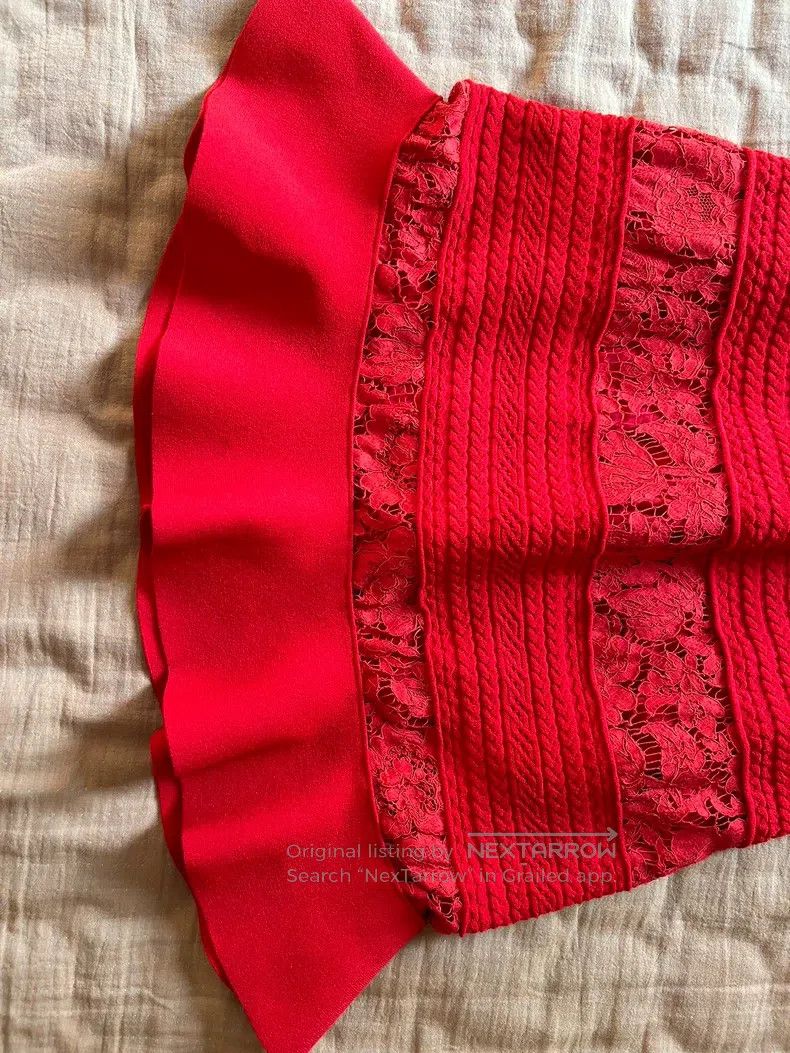 Valentino Valentino Red knitted skirt Size S / US 4 / IT 40 - 3 Thumbnail
