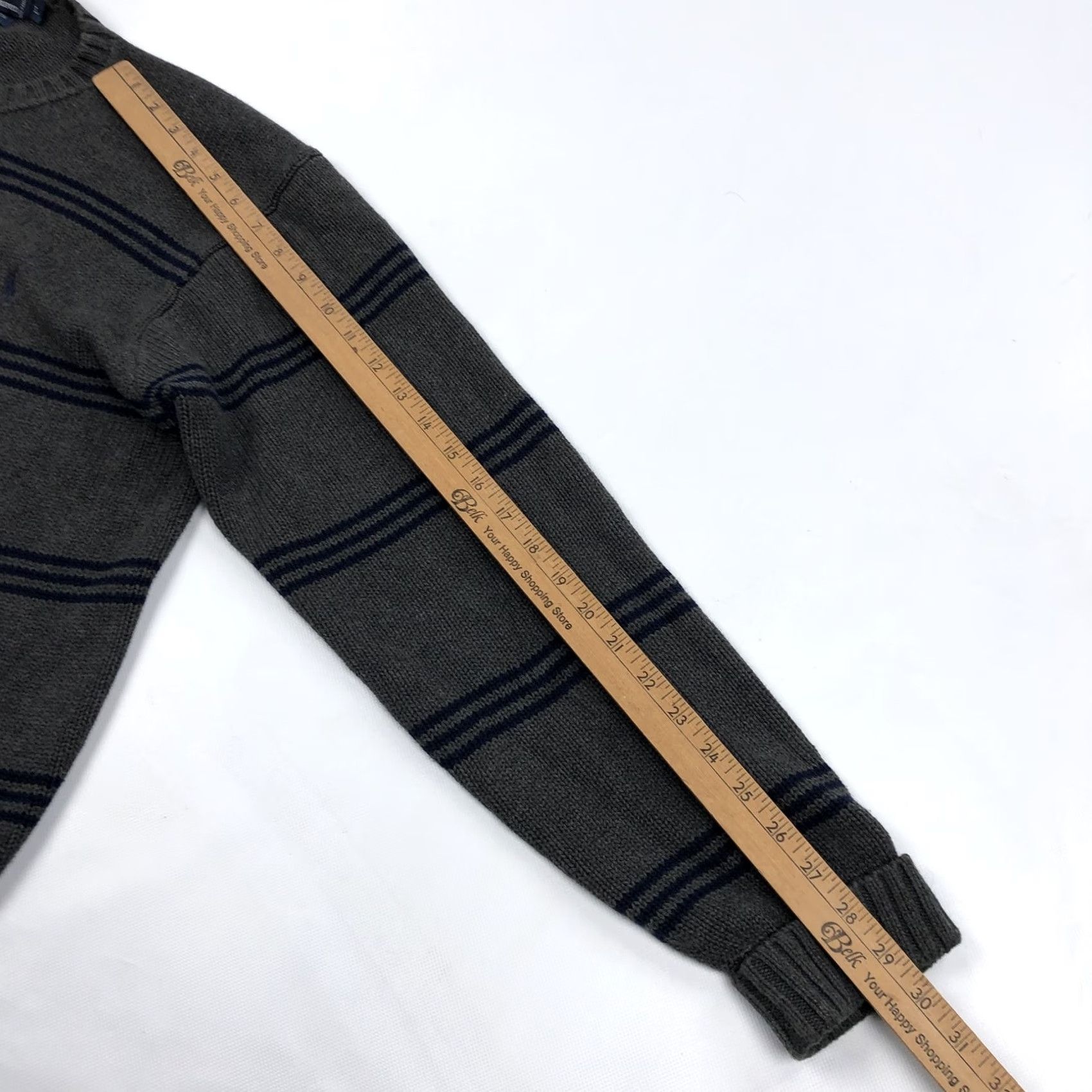 Polo Ralph Lauren VINTAGE Polo Ralph Lauren Men’s L Gray Blue Striped Cotton Crewneck Sweater Size US L / EU 52-54 / 3 - 7 Thumbnail