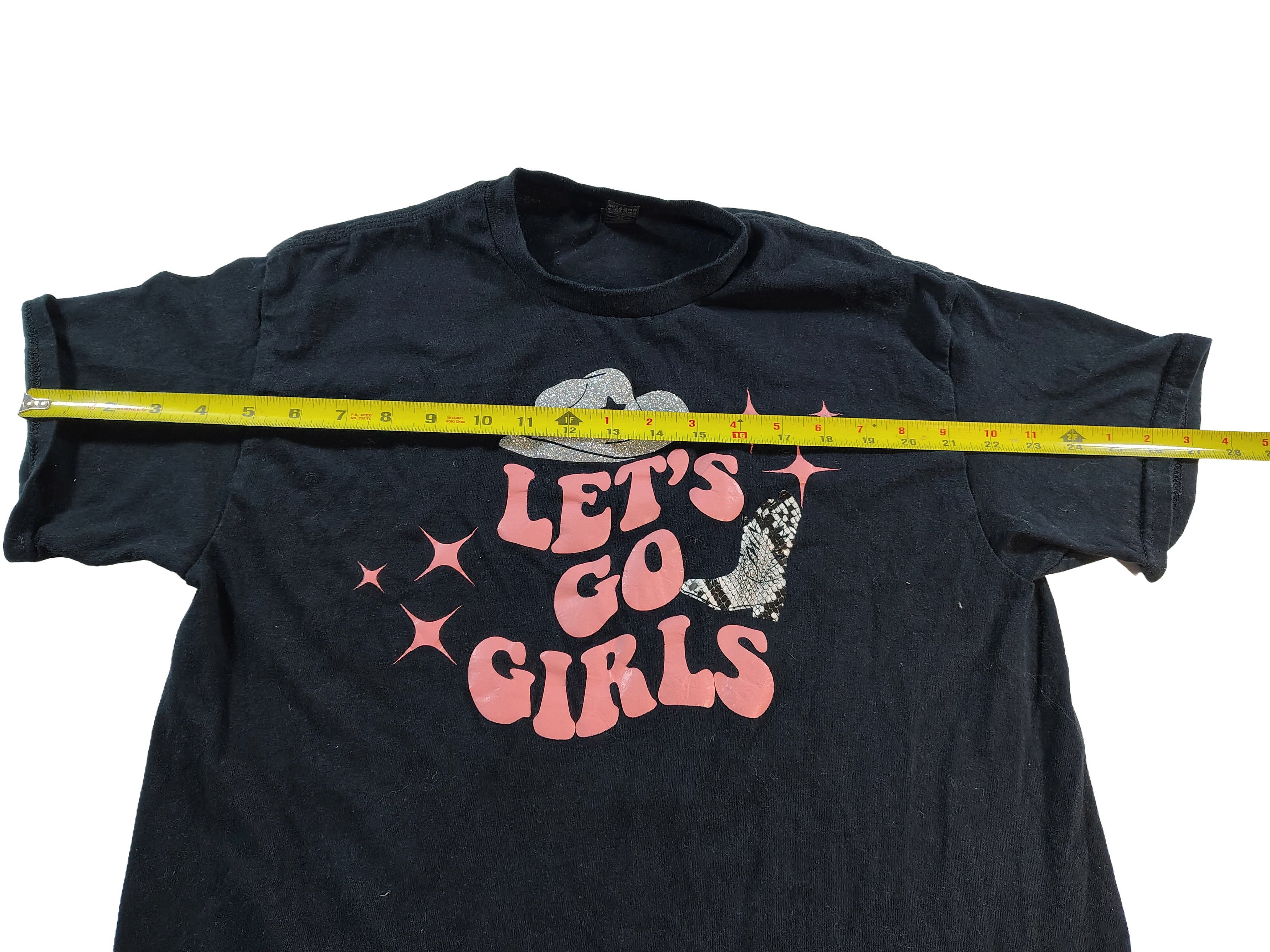 Gildan Women's Black "Lets Go Girls" Cowgirl Western Graphic Shirt Size M / US 6-8 / IT 42-44 - 5 Thumbnail