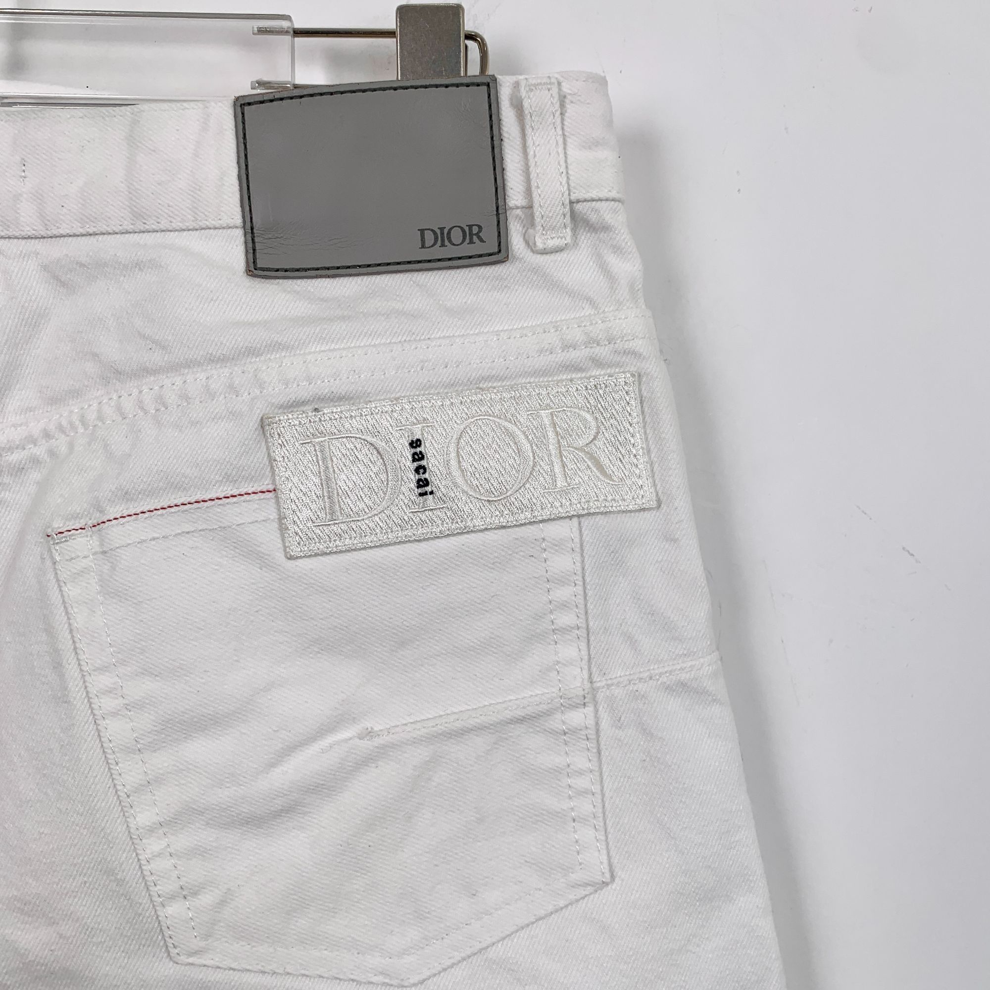 Dior Dior White Slim-Fit Cotton Denim Jeans With Embroidered Logo Size 31" - 5 Thumbnail