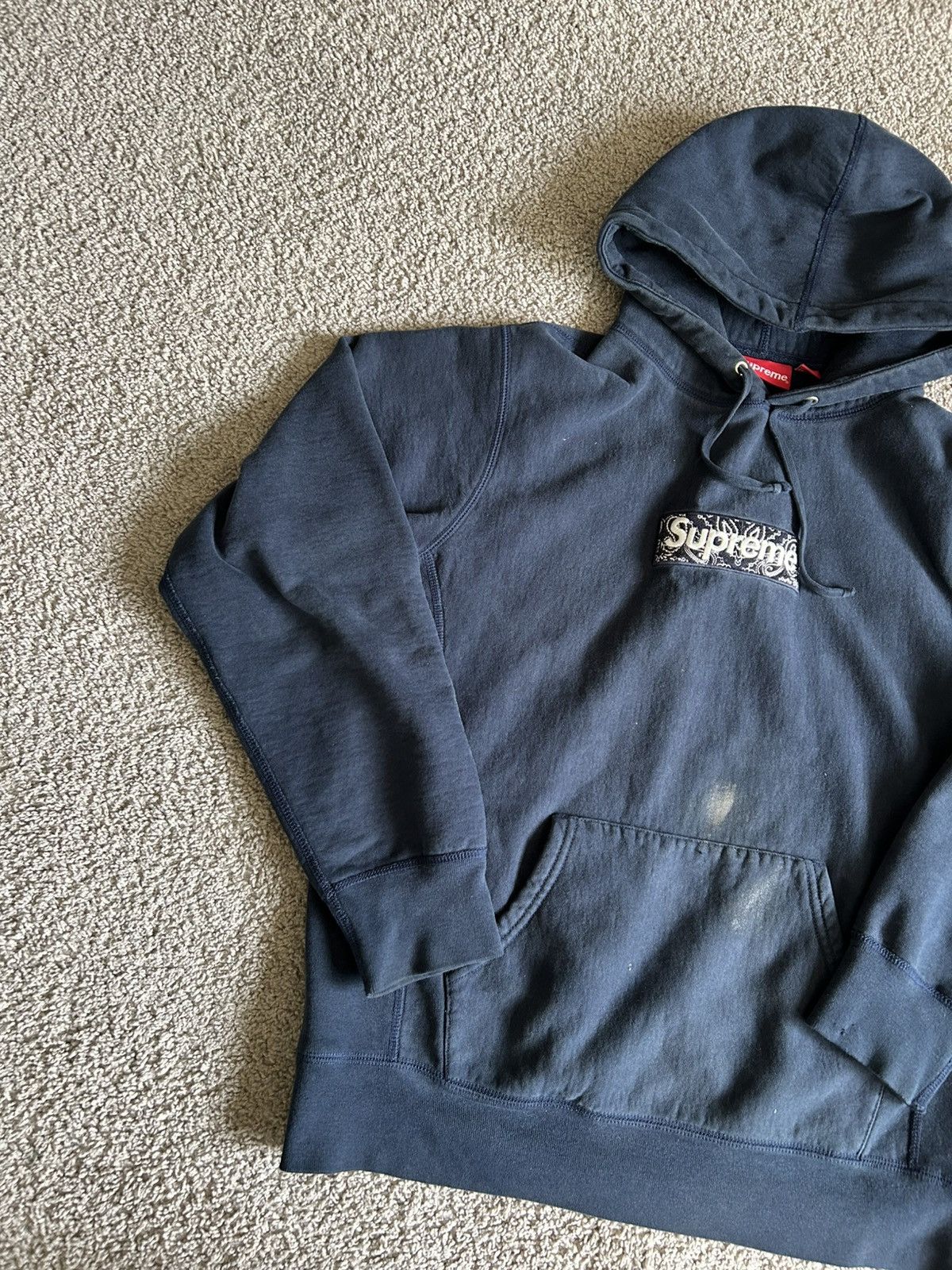 Supreme Supreme Bandana Box Logo Hoodie Navy Size Medium Size ONE SIZE - 3 Thumbnail