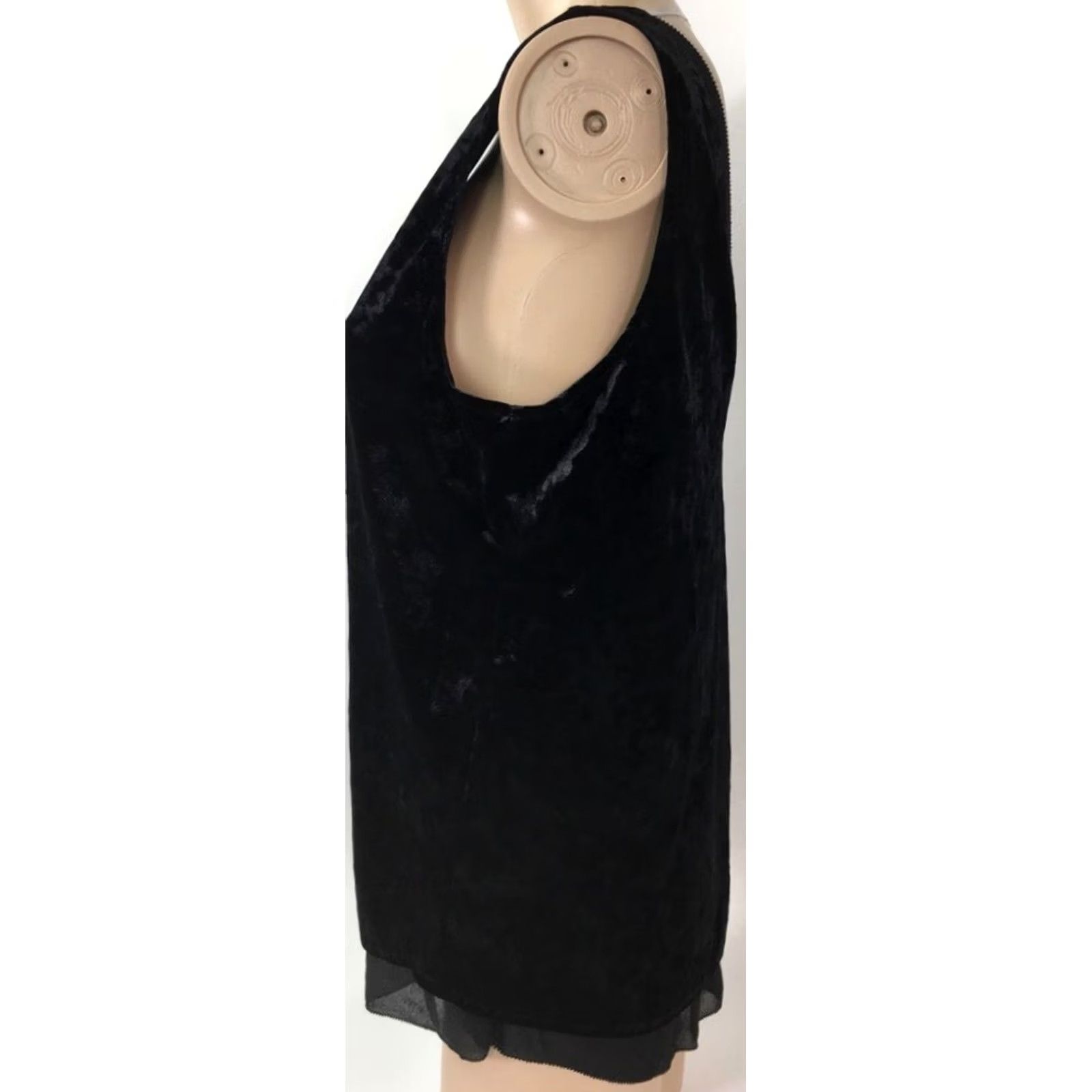 Sanctuary Sanctuary Blouse Women's Blouse Velvet Sleeveless V-Neck Black M Stretch Sheer Hem Casual Party/Cocktail Wedding Size M / US 6-8 / IT 42-44 - 3 Thumbnail