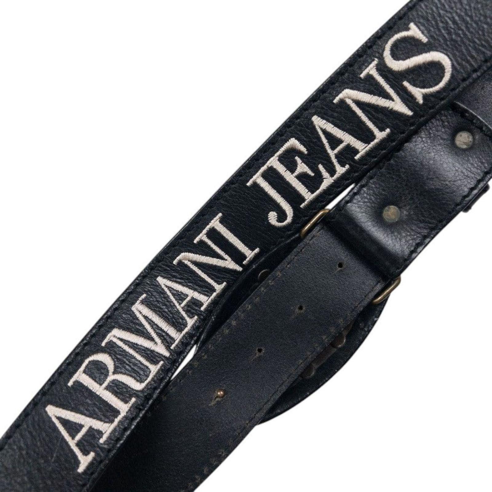 Armani Vintage Armani Jeans Embroidered Leather Belt Size W38 Size ONE SIZE - 5 Thumbnail