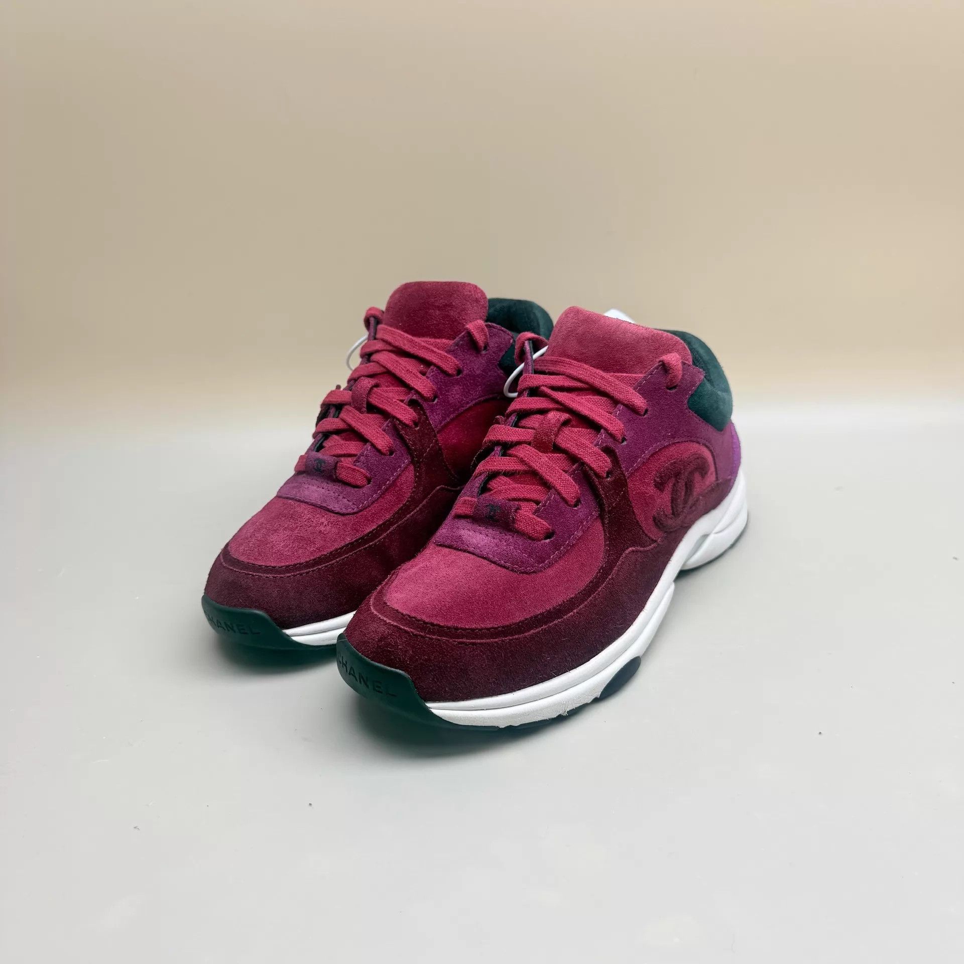 Chanel CHANEL Wine Red CC Sneaker 36.5 (Tag Missing) Size US 6 / IT 36 - 1 Thumbnail