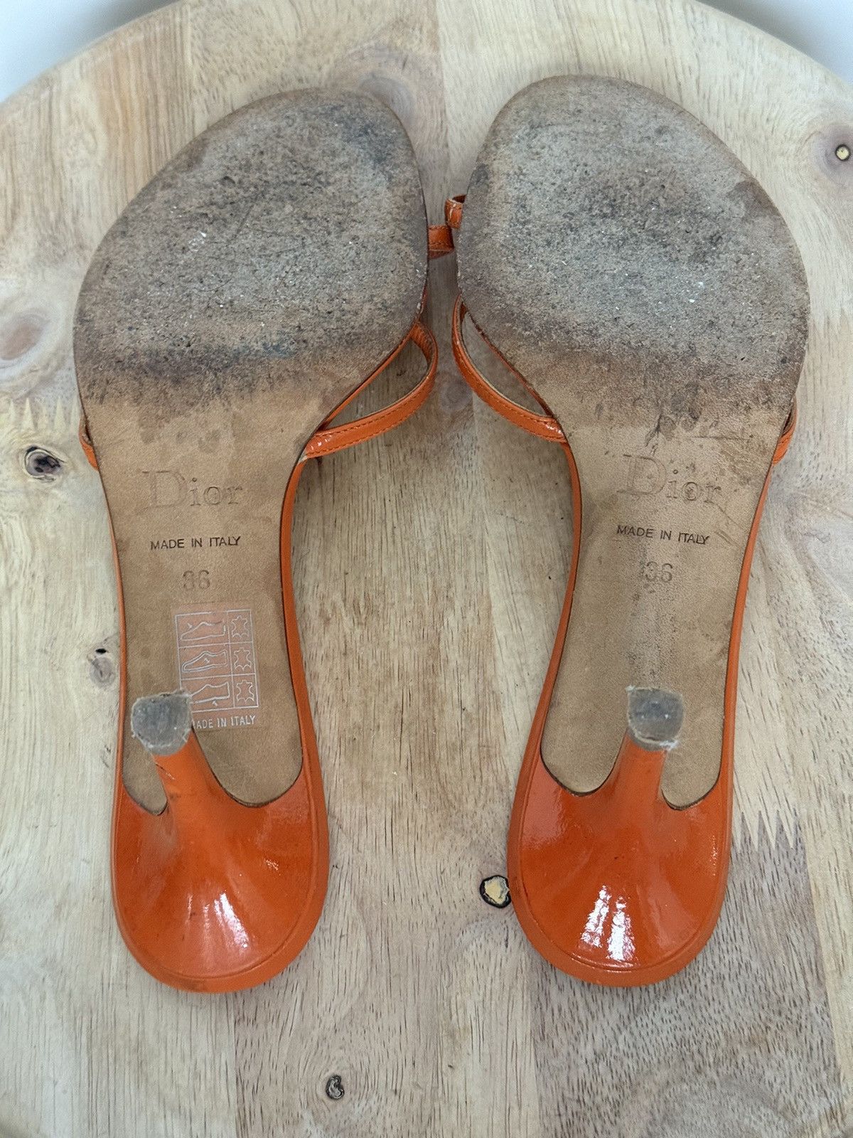Dior × Vintage Dior Orange Leather Mules Sandals Straps Size US 6 / IT 36 - 9 Thumbnail