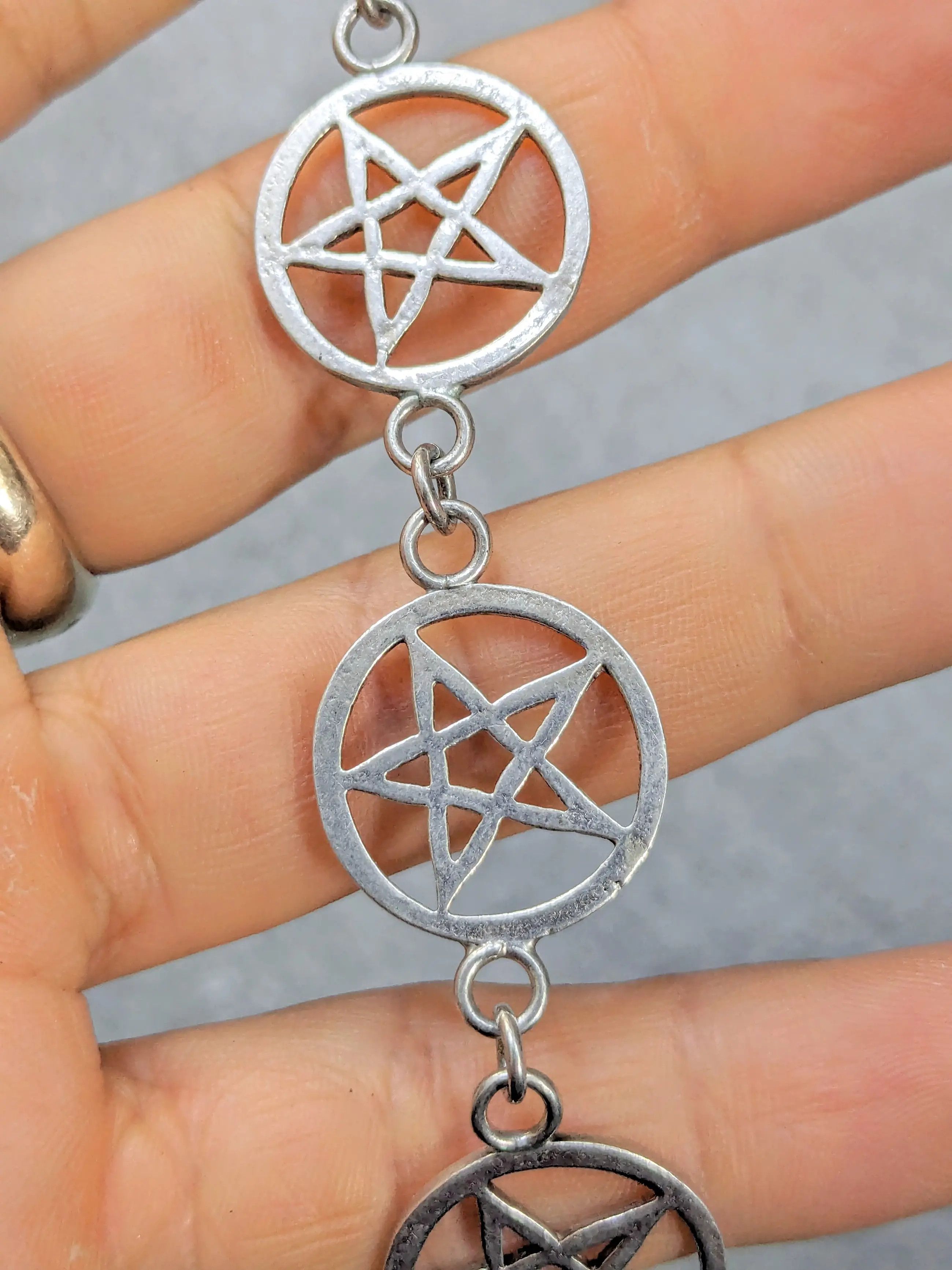 Sterling Silver × Vintage Vintage Sterling Silver Bracelet Star Pentagram Biker Punk Size ONE SIZE - 14 Thumbnail