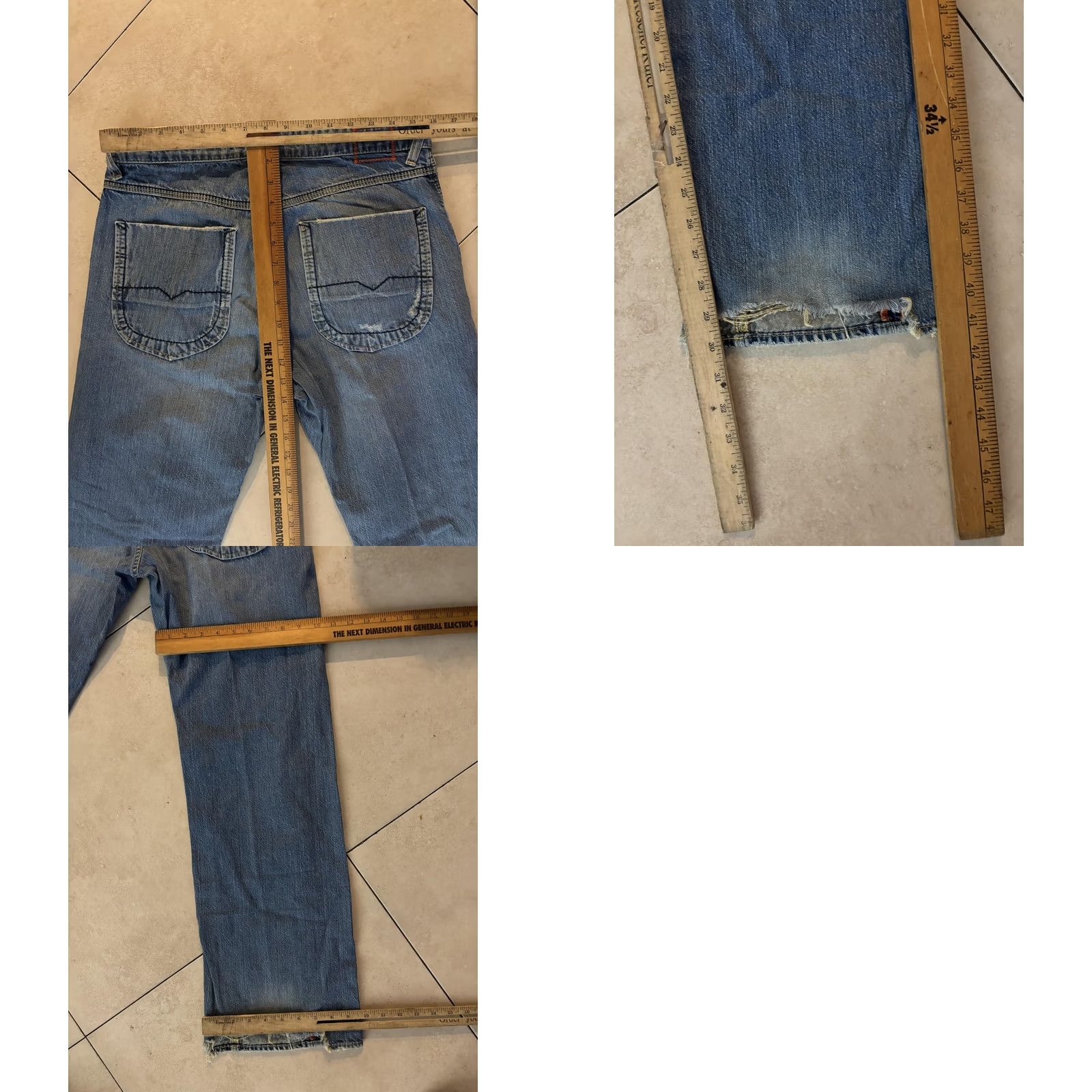 Hugo Boss Boss Hugo Boss Jeans Mens 32x32 Blue Denim Distressed Straight Leg Raw Hem 6469 Size US 32 / EU 48 - 8 Thumbnail