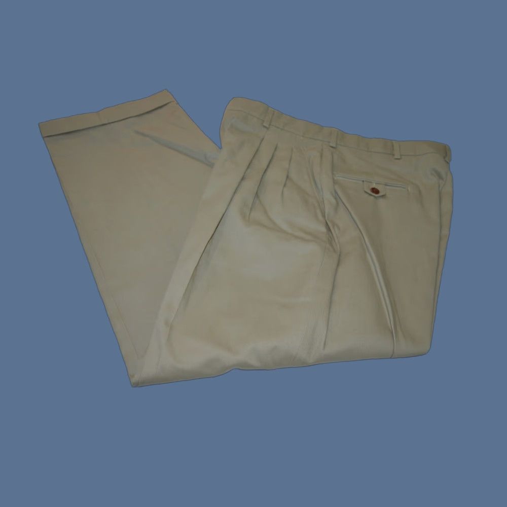 Vintage men's Chino Pants 36 / 30 khaki cotton zipper pockets beige classic Regular Mens Size US 36 / EU 52 - 1 Thumbnail