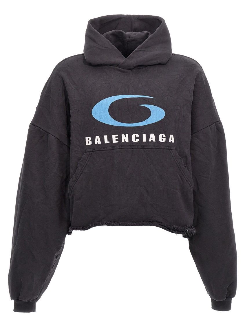 Balenciaga Balenciaga cropped logo distressed graphic hoodie size 2 Size US M / EU 48-50 / 2 - 6 Thumbnail