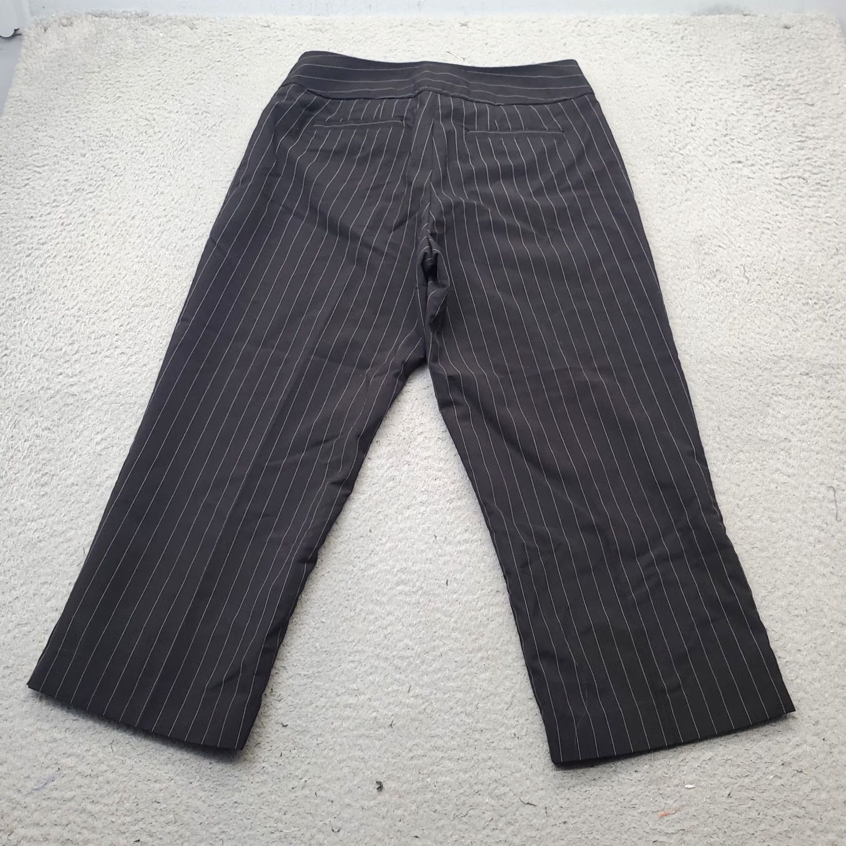 Vintage Style&co. Dress Pants Womens Size 6 Multi Pinstripe Stretch Flat Front Ankle Button Size 28" / US 6 / IT 42 - 2 Thumbnail