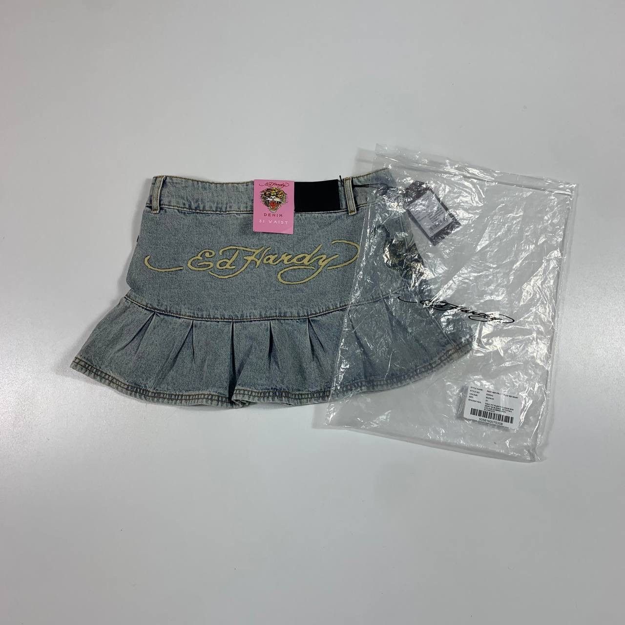 Christian Audigier × Ed Hardy × Vintage vintage 90s PANTHER PROWL PLEATED SKIRT ed hardy y2k Size 31" - 1 Thumbnail