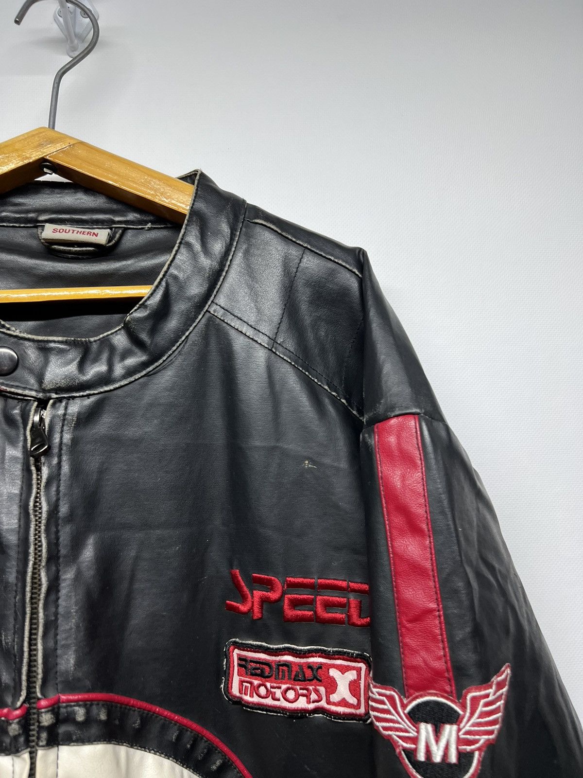 Vintage Y2k Redmax Speed Leather Racing Gear Jacket 00's