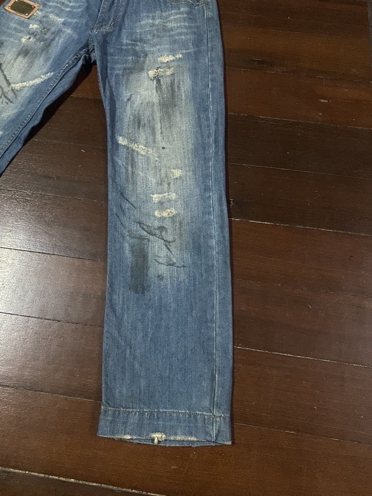 DOLCE & GABBANA SEX FLARE JEANS DISTRESSED RIPPED SPLATED