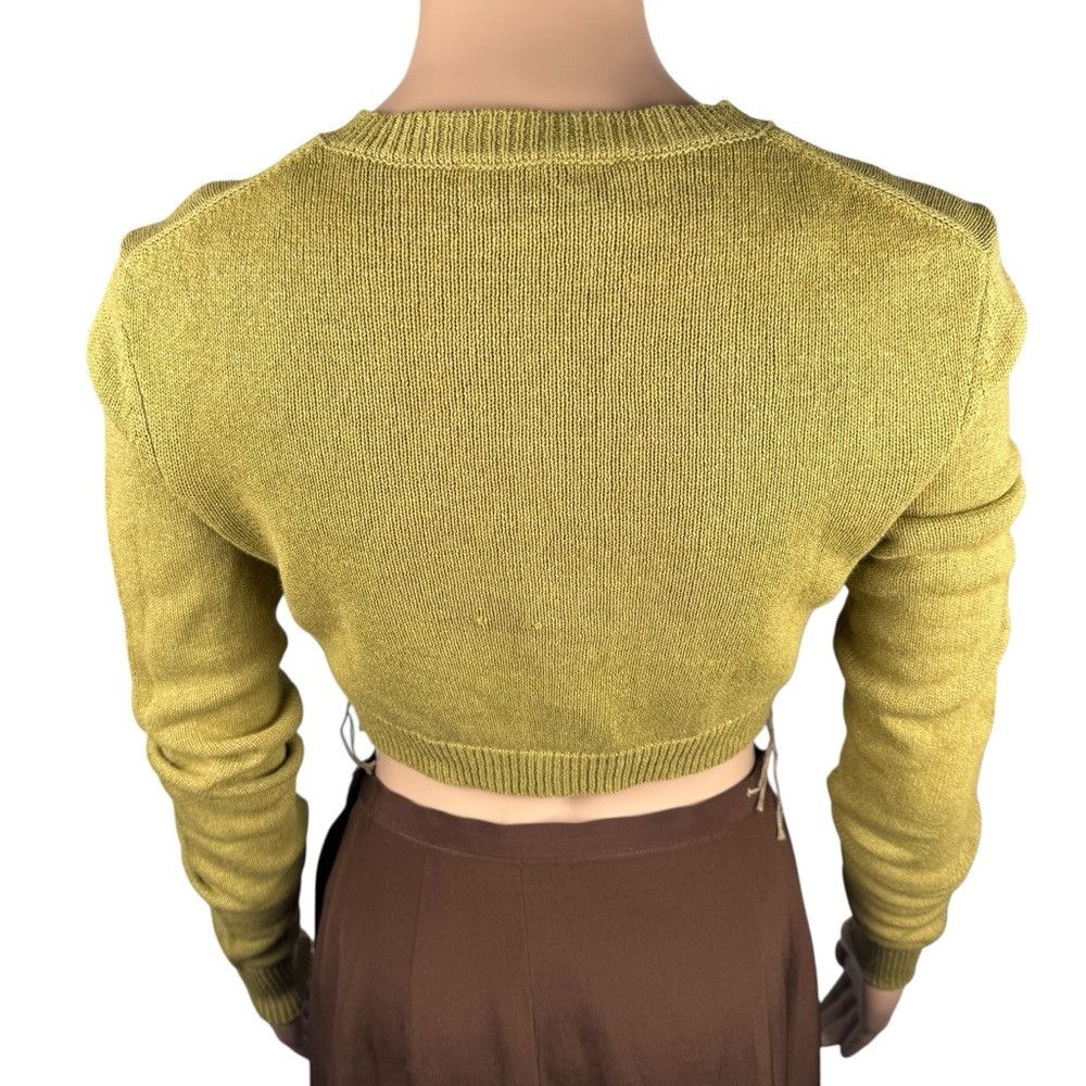 Zara New Zara Cotton Cropped Knit Olive Cardigan Size XS Size XS / US 0-2 / IT 36-38 - 4 Thumbnail