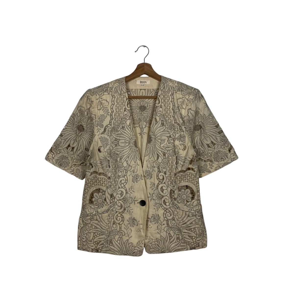 Japanese Brand DREXXON DORIAN Embroidered Single Button SS Jacket #1810-C20 Size M / US 6-8 / IT 42-44 - 1 Thumbnail