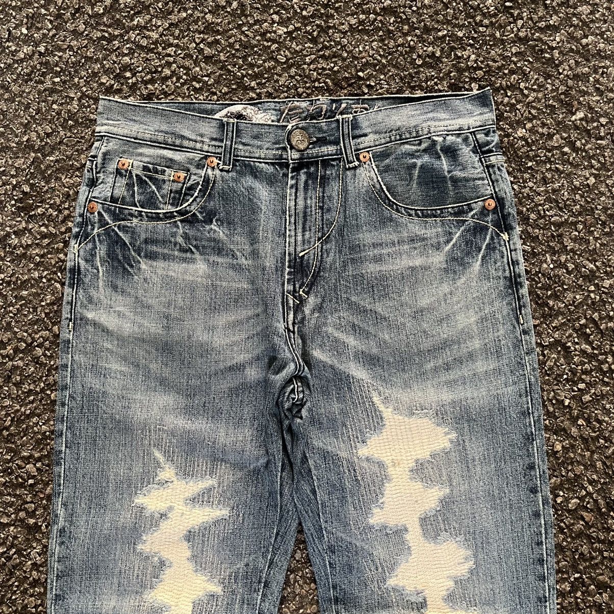 Hysteric Glamour Osaka Big Train Boro Mud Distressed Patchwork Denim Pants Size US 33 - 4 Thumbnail