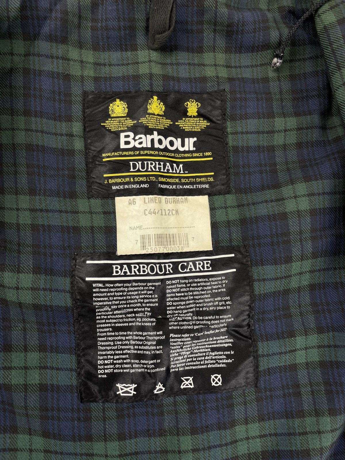 Barbour × Japanese Brand Vintage Men’s Barbour Durham A6 Waxed Jacket Size US XXL / EU 58 / 5 - 8 Thumbnail