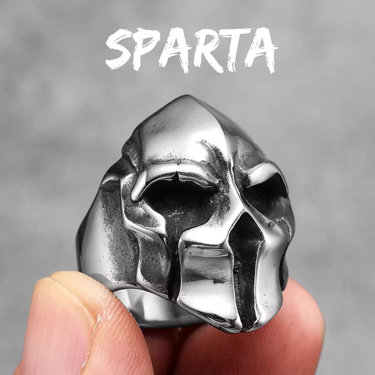 Vintage Stainless Steel Men Rings Spartan Helmet Warrior Size ONE SIZE - 1 Thumbnail