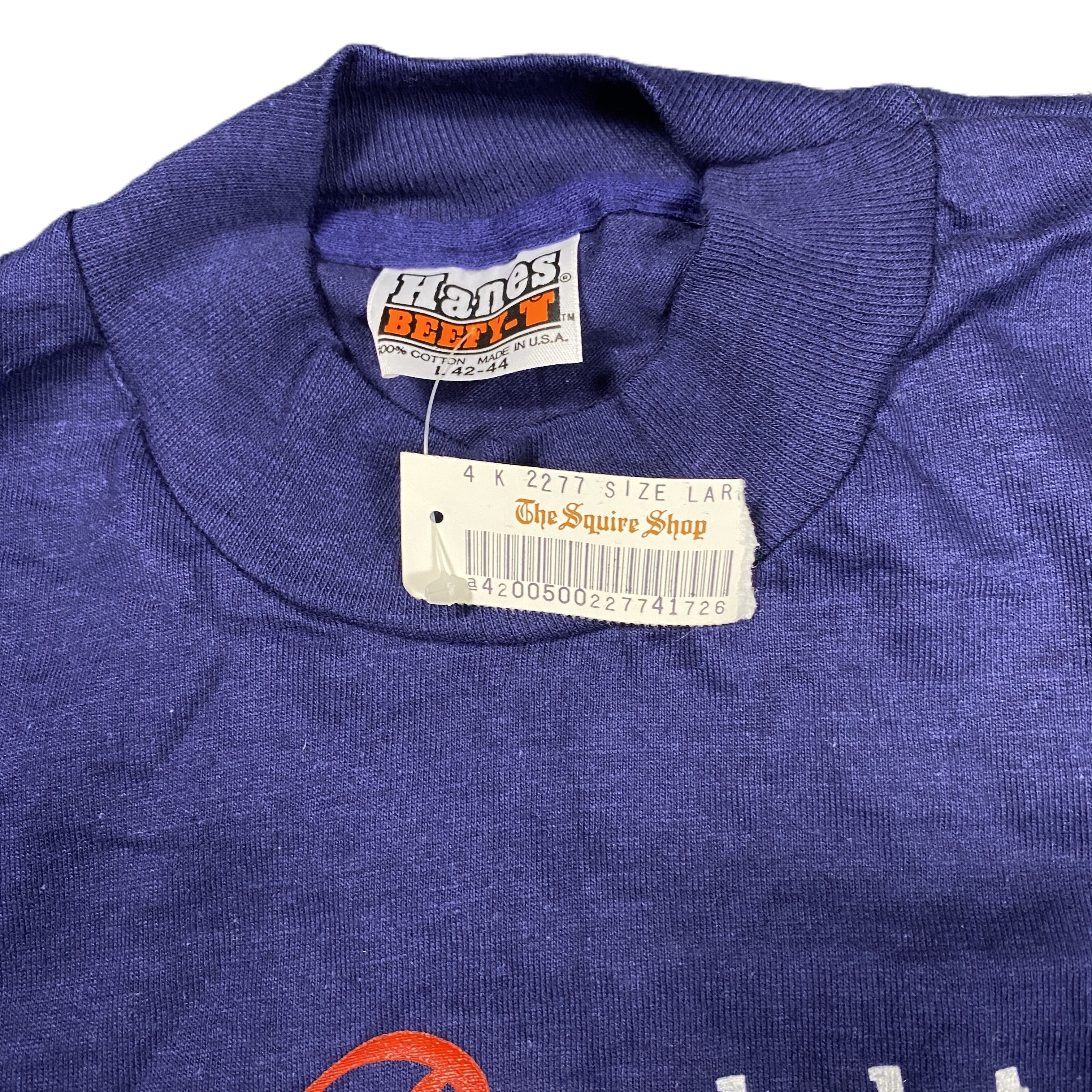 Vintage Vintage 80s Single Stitch Beefy-T Cheeta Tee Large Navy Blue Size US L / EU 52-54 / 3 - 5 Thumbnail