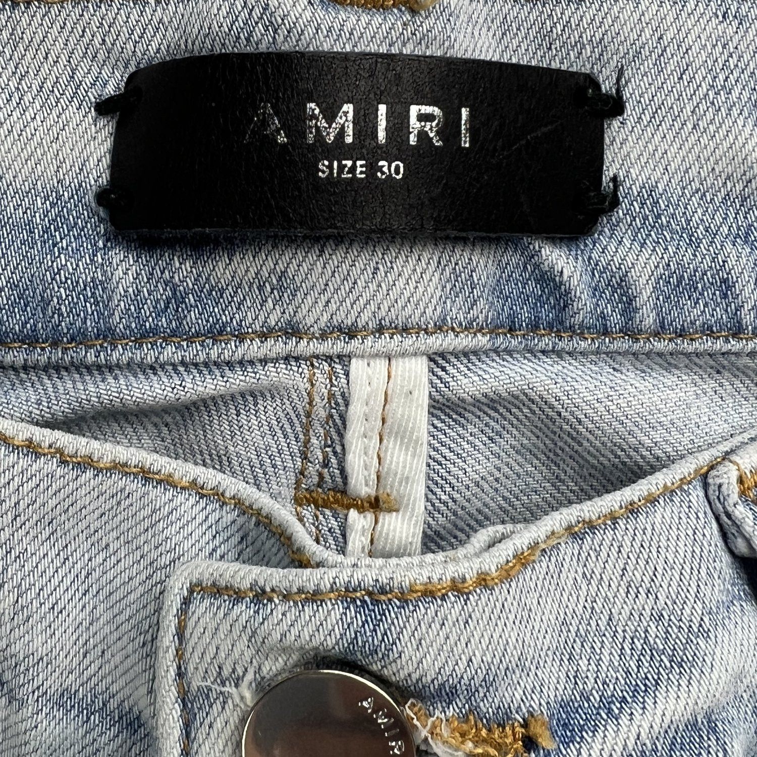 Amiri Baby Blue Distressed Jeans