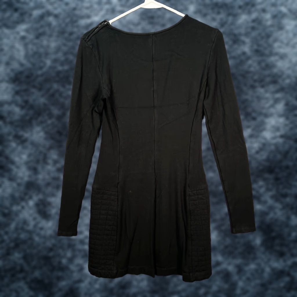 Theory Theory Womens Size Small Black Long Sleeve Quilted Hem Mini Dress Size S / US 4 / IT 40 - 1 Thumbnail