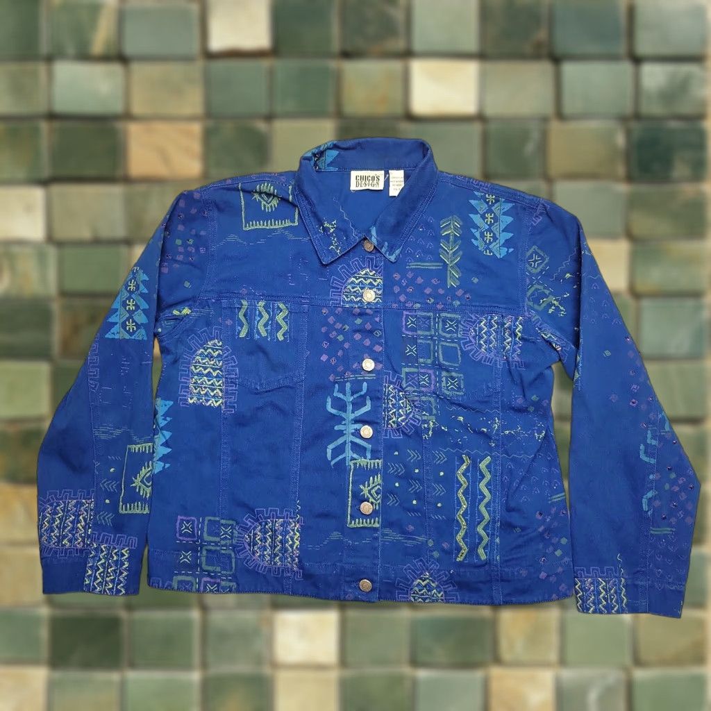 Vintage VINTAGE Chico's Jacket Womens 12 Blue Twill Trucker Casual Classic Jacket Size XL / US 12-14 / IT 48-50 - 1 Thumbnail