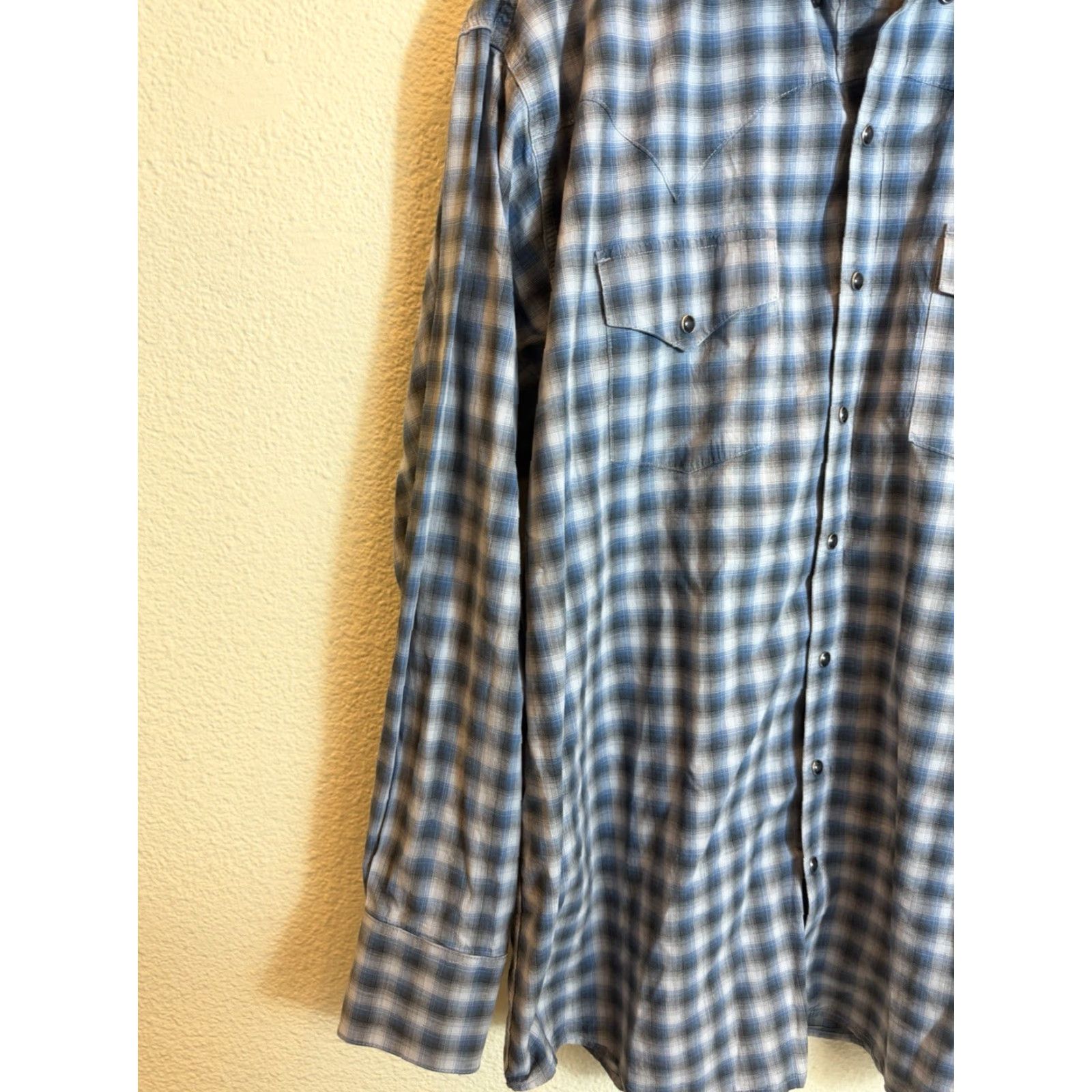 Vintage Resistol Rodeo Gear Shirt Mens XL Long Sleeve Blue Plaid Pearl Snap Shirt Size US XL / EU 56 / 4 - 2 Thumbnail