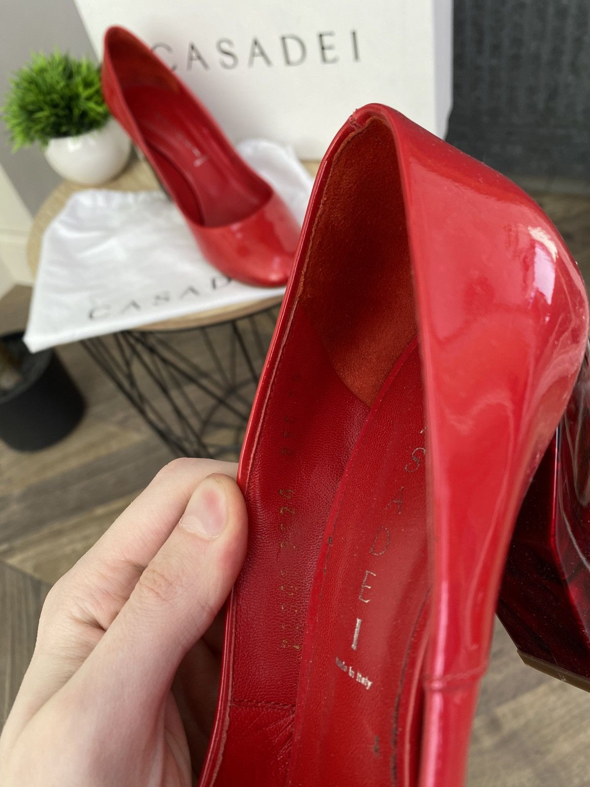 Casadei Casadei Red Patent Leather Pumps Heel Designer High Heels Size US 9 / IT 39 - 6 Thumbnail