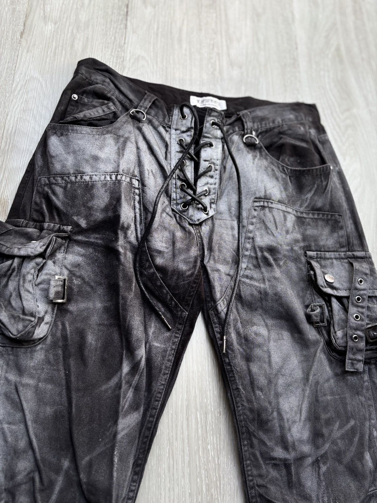 Japanese Brand LOWBOX flared lace up cargo pants Size US 31 - 2 Thumbnail