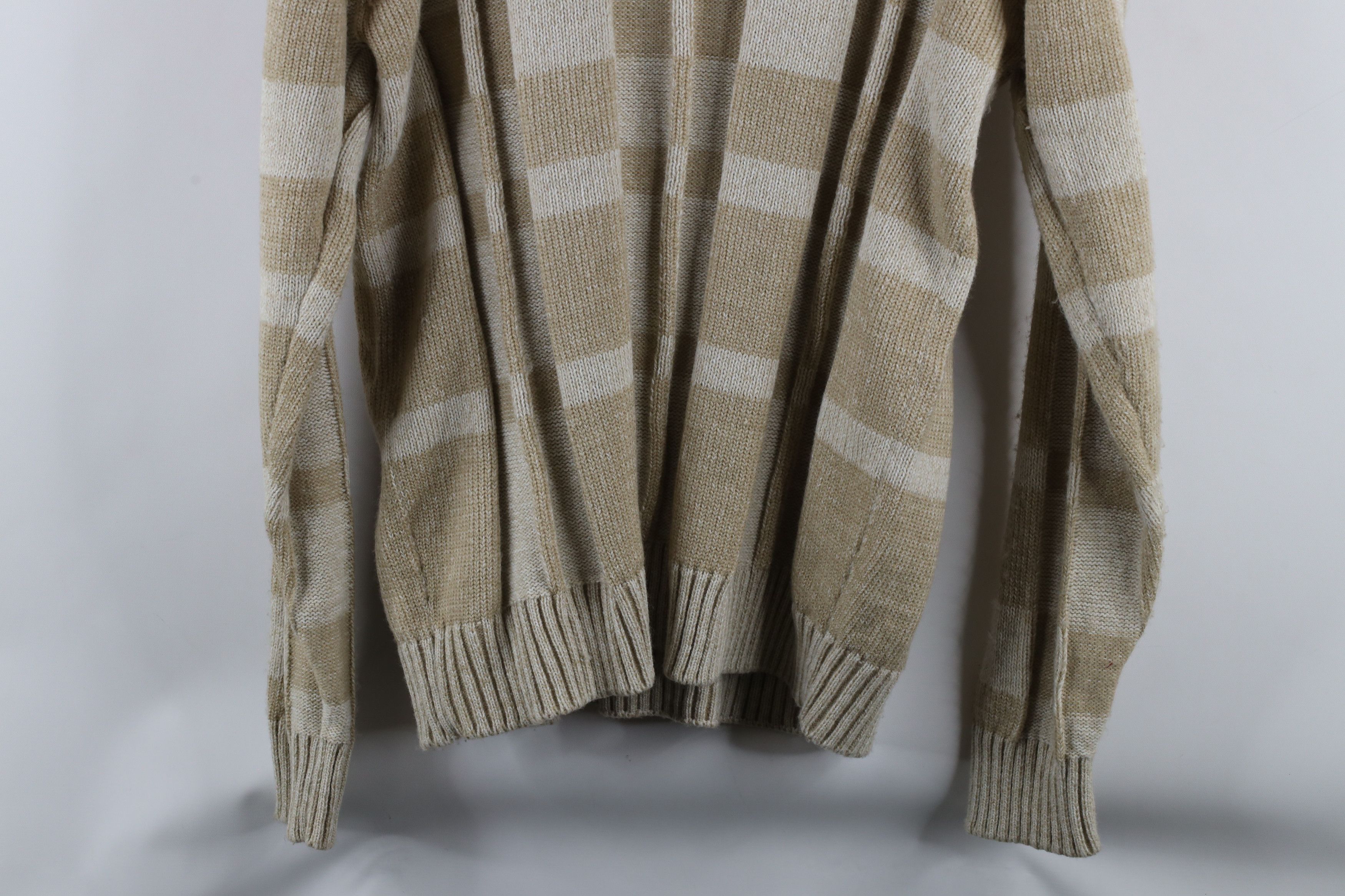 Vintage Vintage 90s Streetwear Ribbed Knit Crewneck Sweater Beige Size US XL / EU 56 / 4 - 10 Thumbnail