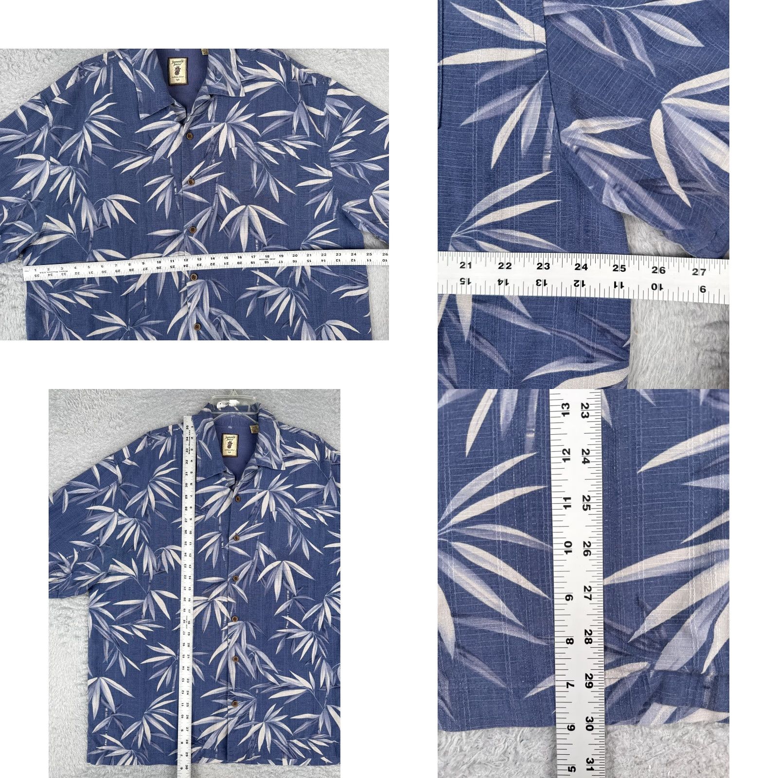Vintage Jamaica Jaxx Shirt Men 2XL Blue Floral Leaf Hawaiian 100% Silk Button Up Size US XXL / EU 58 / 5 - 8 Thumbnail
