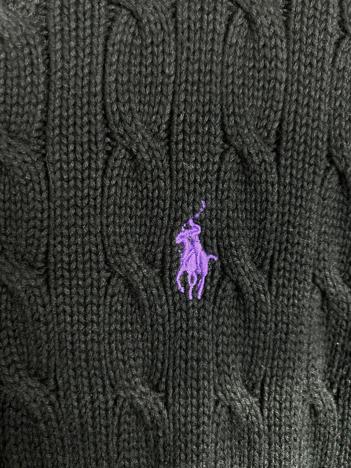 Polo Ralph Lauren Vintage Ralph Lauren Sport Cable Knit Zippered Hoodie Black Size S / US 4 / IT 40 - 3 Thumbnail