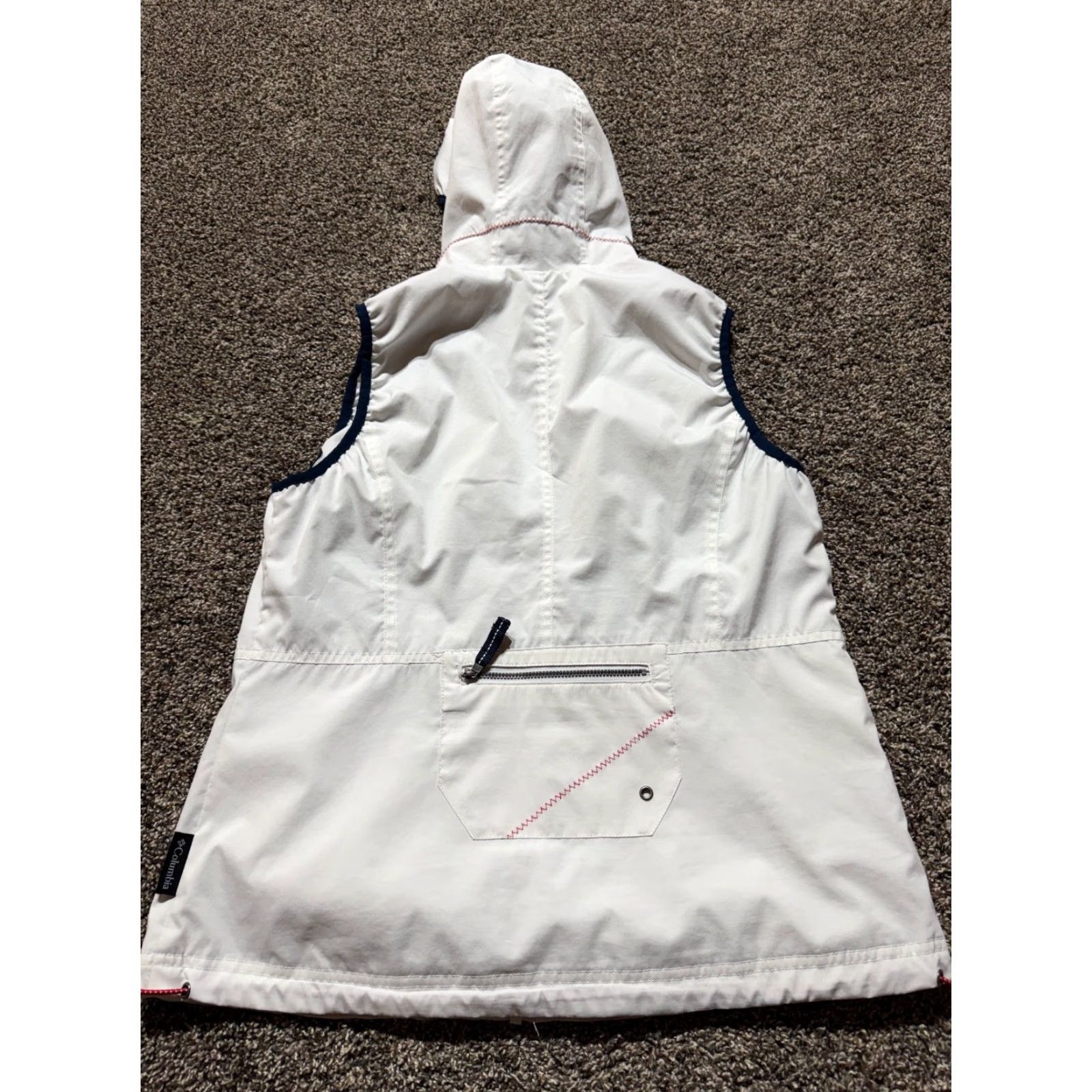 Vintage Columbia Womens Vest White Medium Lightweight Jacket Hood Sleeveless Hoodie Size M / US 6-8 / IT 42-44 - 2 Thumbnail