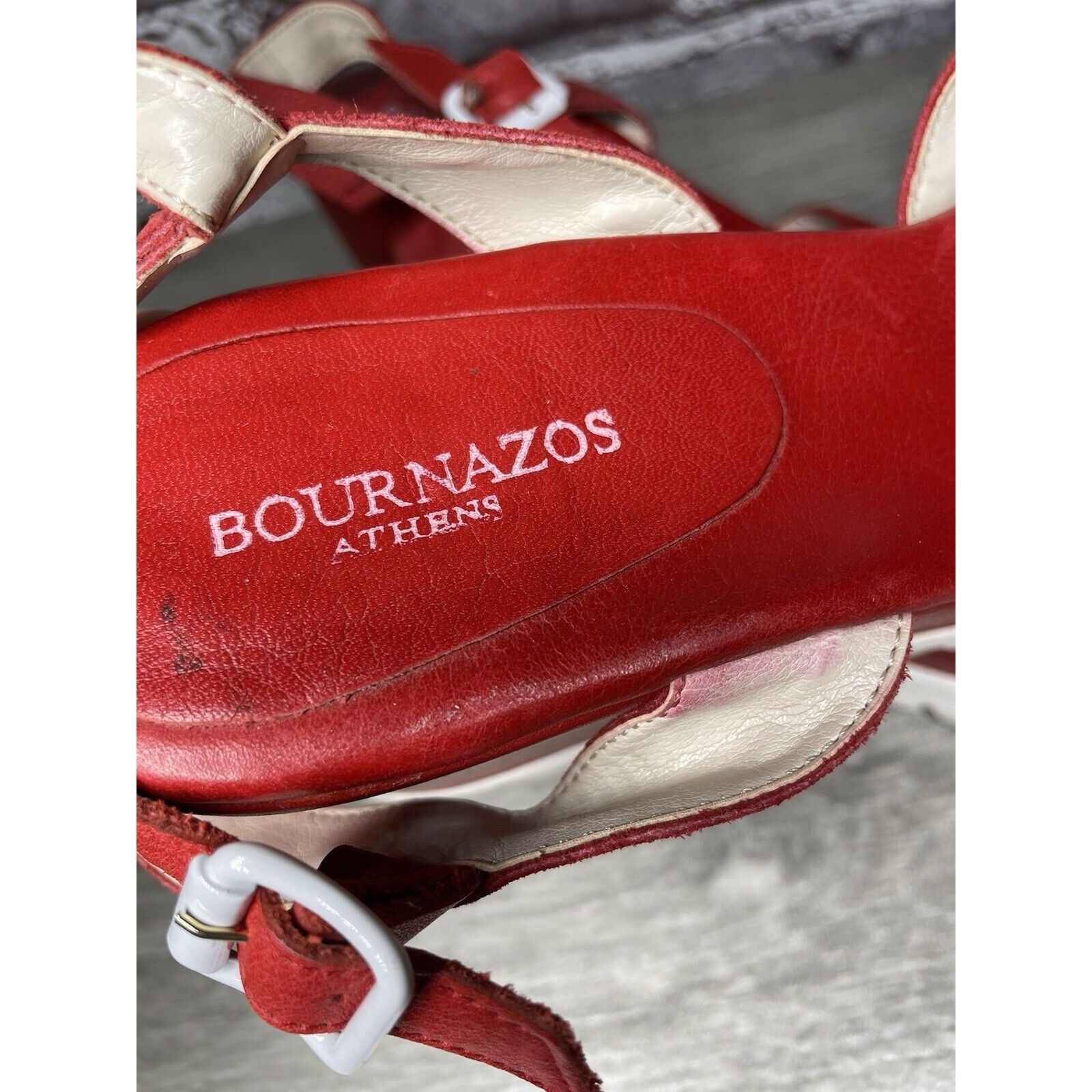 Other Bournazos Athens Red Suede Leather Ankle Strap Wedge Sandals Size US 8.5 / IT 38.5 - 8 Thumbnail