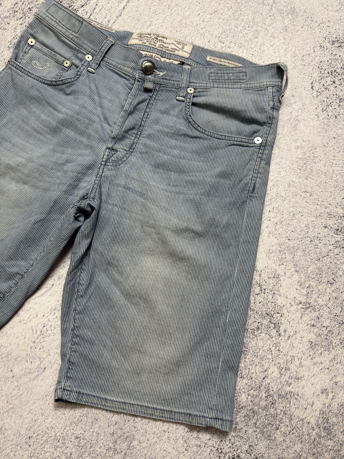 Jacob Cohen Jacob Cohën PW633 Pinstripe Shorts Handmade Premium Denim Size US 33 - 8 Thumbnail