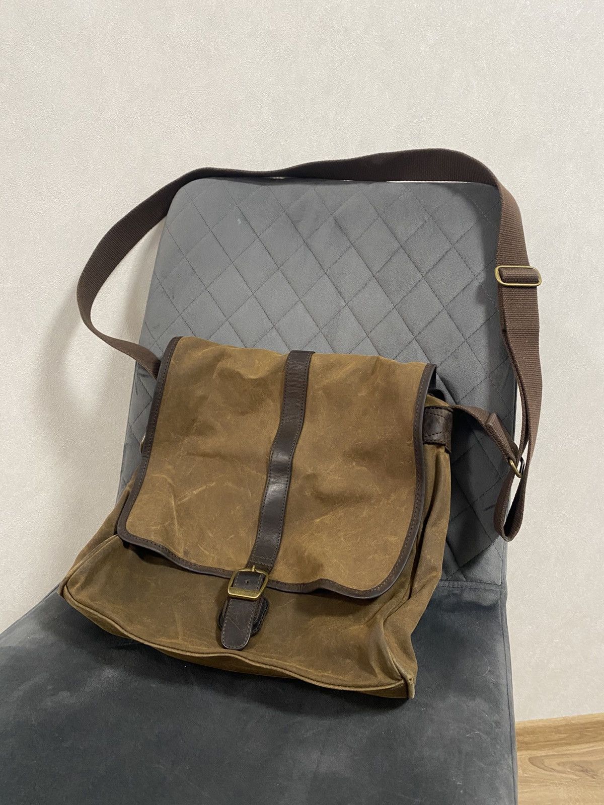 Barbour Brown Waxed Shoulder Bag, Men's