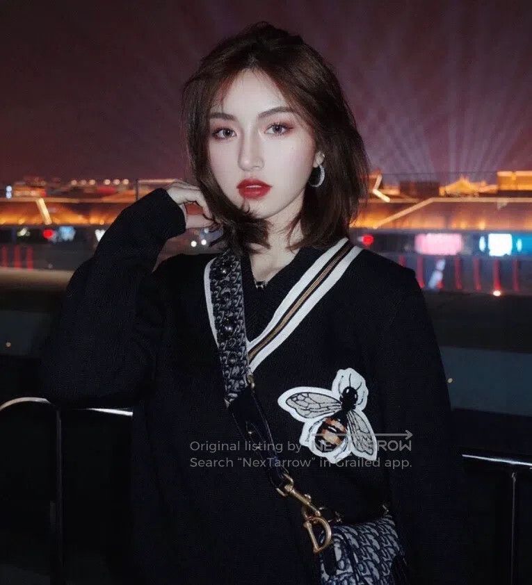 Gucci Gucci Black bee embroidered wool V-neck long-sleeved sweat Size US M / EU 48-50 / 2 - 8 Thumbnail