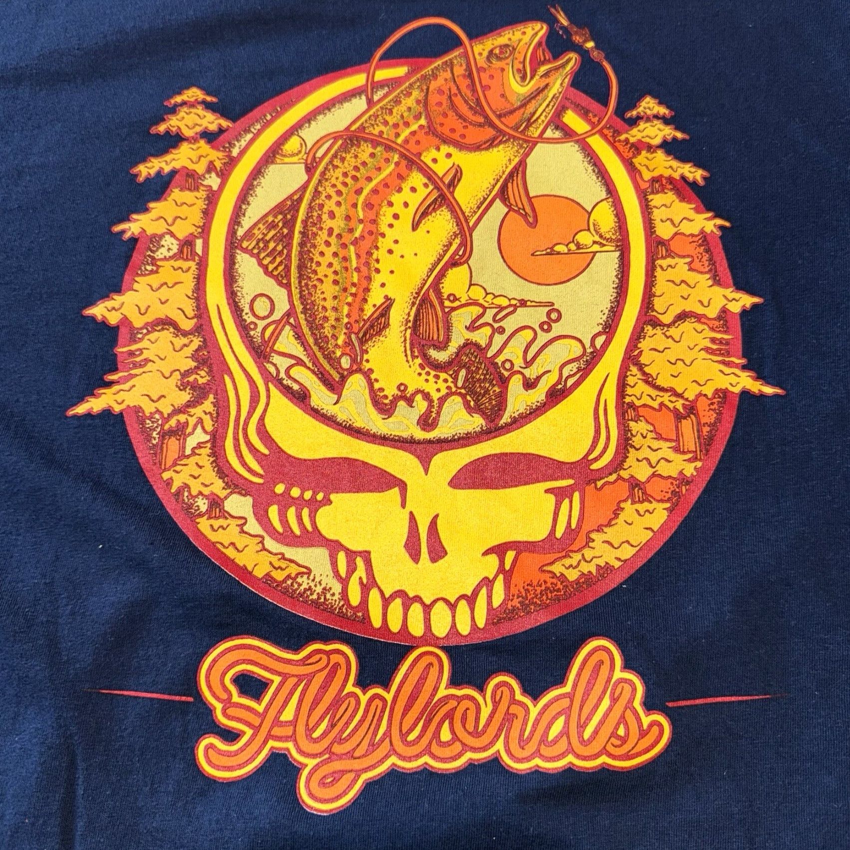 Vintage Flylords Grateful Dead Fishing Stealie Long Sleeve Shirt Large Mens Crew Neck Blue Cotton Knit Size US M / EU 48-50 / 2 - 3 Thumbnail