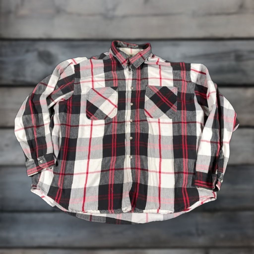 Vintage VINTAGE St. John's Bay Heavyweight Flannel Shirt Adult 2XL Long Sleeve Collared Casual Workwear Gray Red Black Plaid 90s Grunge Mens Size US XXL / EU 58 / 5 - 1 Thumbnail