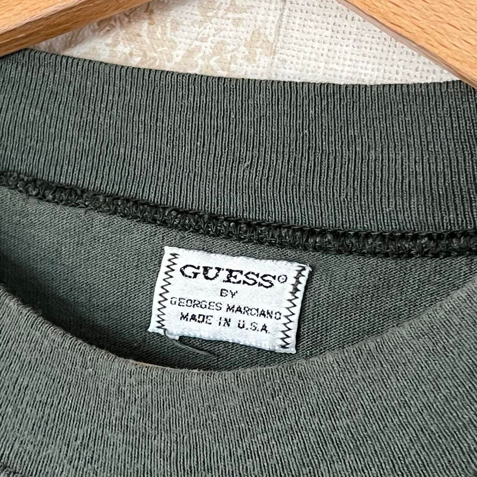 Guess Vintage 90s Guess Georges Marciano T-Shirt | Sage Green | XL Size US XL / EU 56 / 4 - 4 Thumbnail
