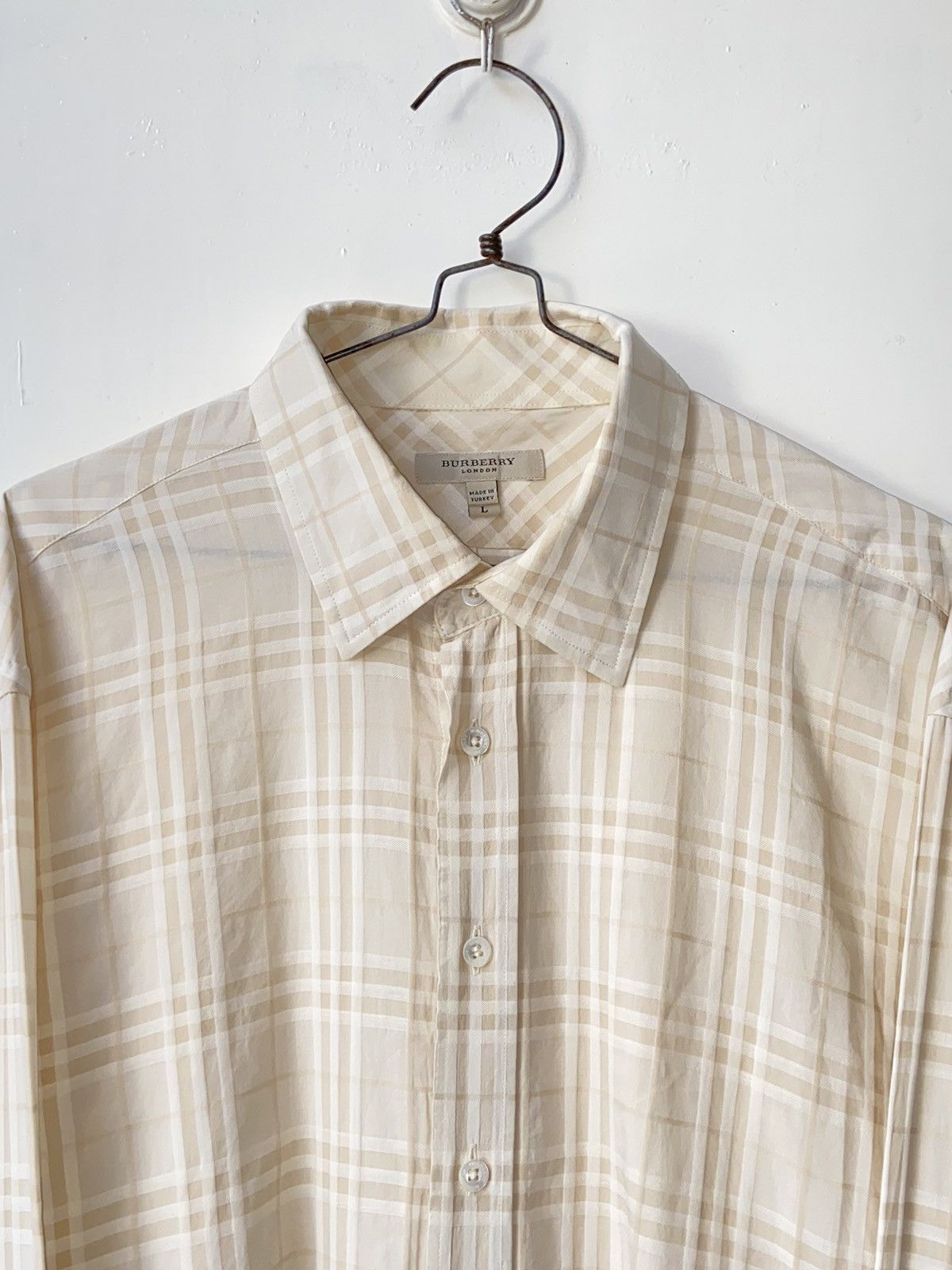 Burberry BURBERRY Cream Striped Shirt Size US L / EU 52-54 / 3 - 3 Thumbnail